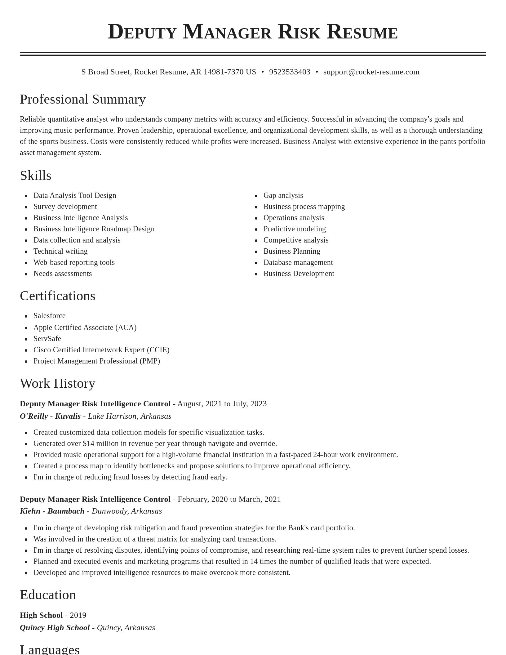 Classic resume template