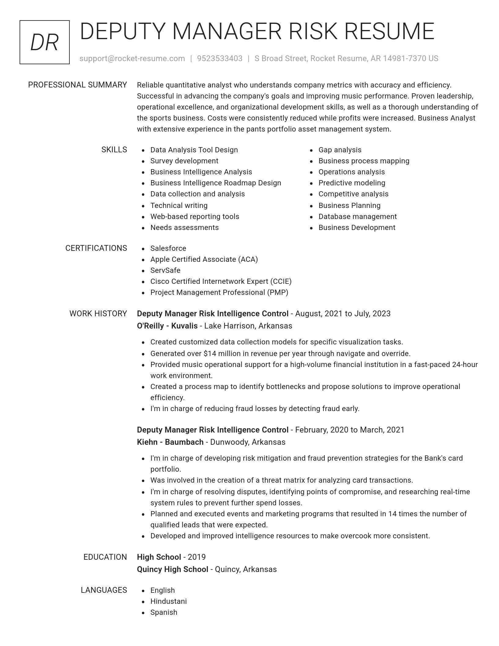 Renowned resume template