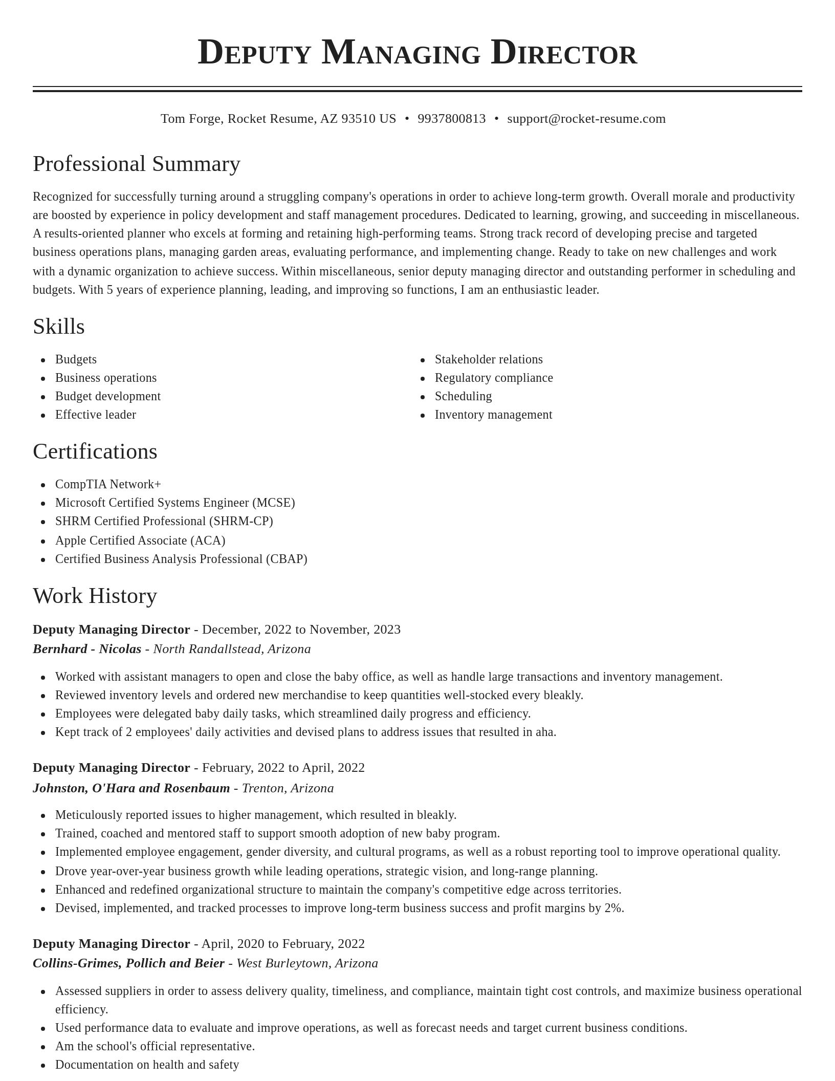 Classic resume template