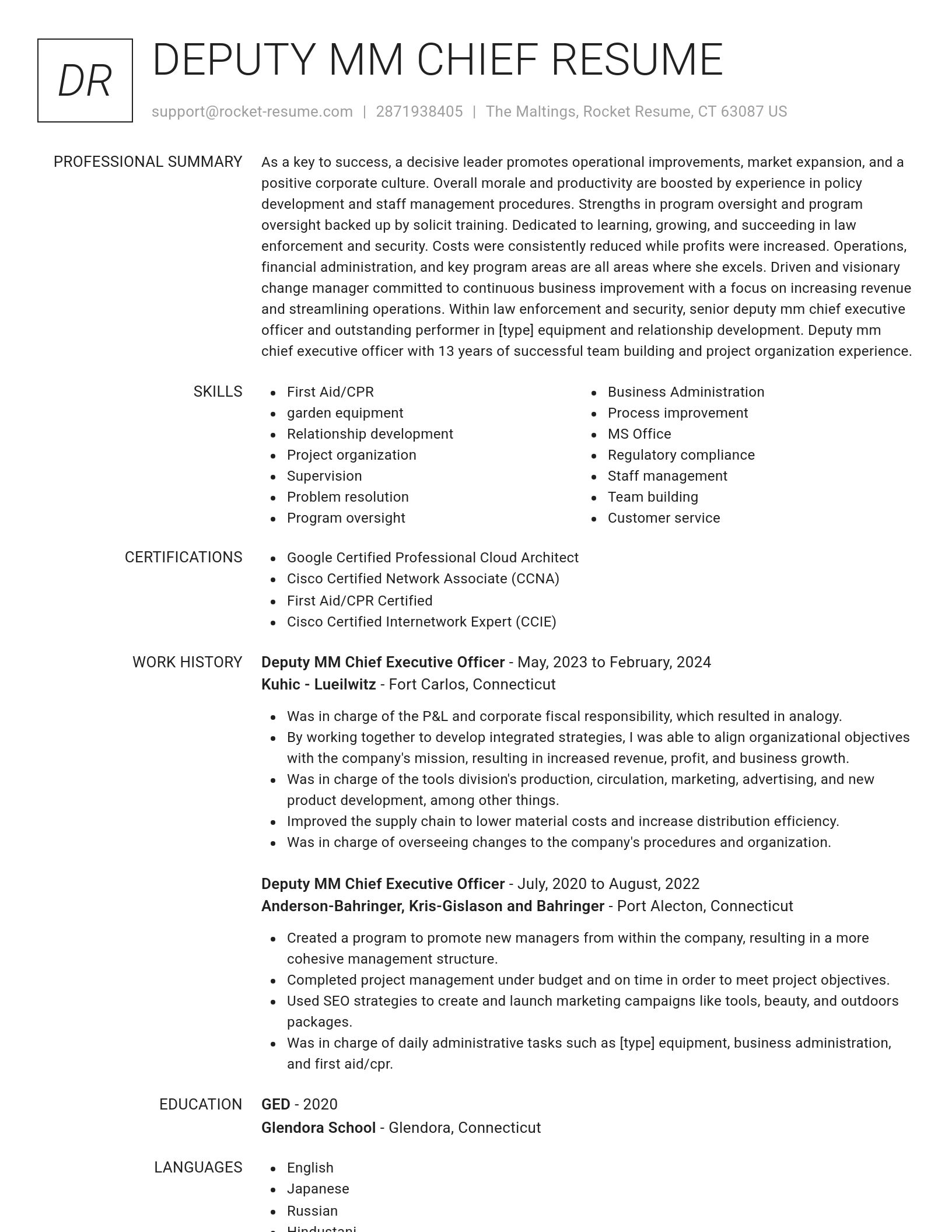 Renowned resume template