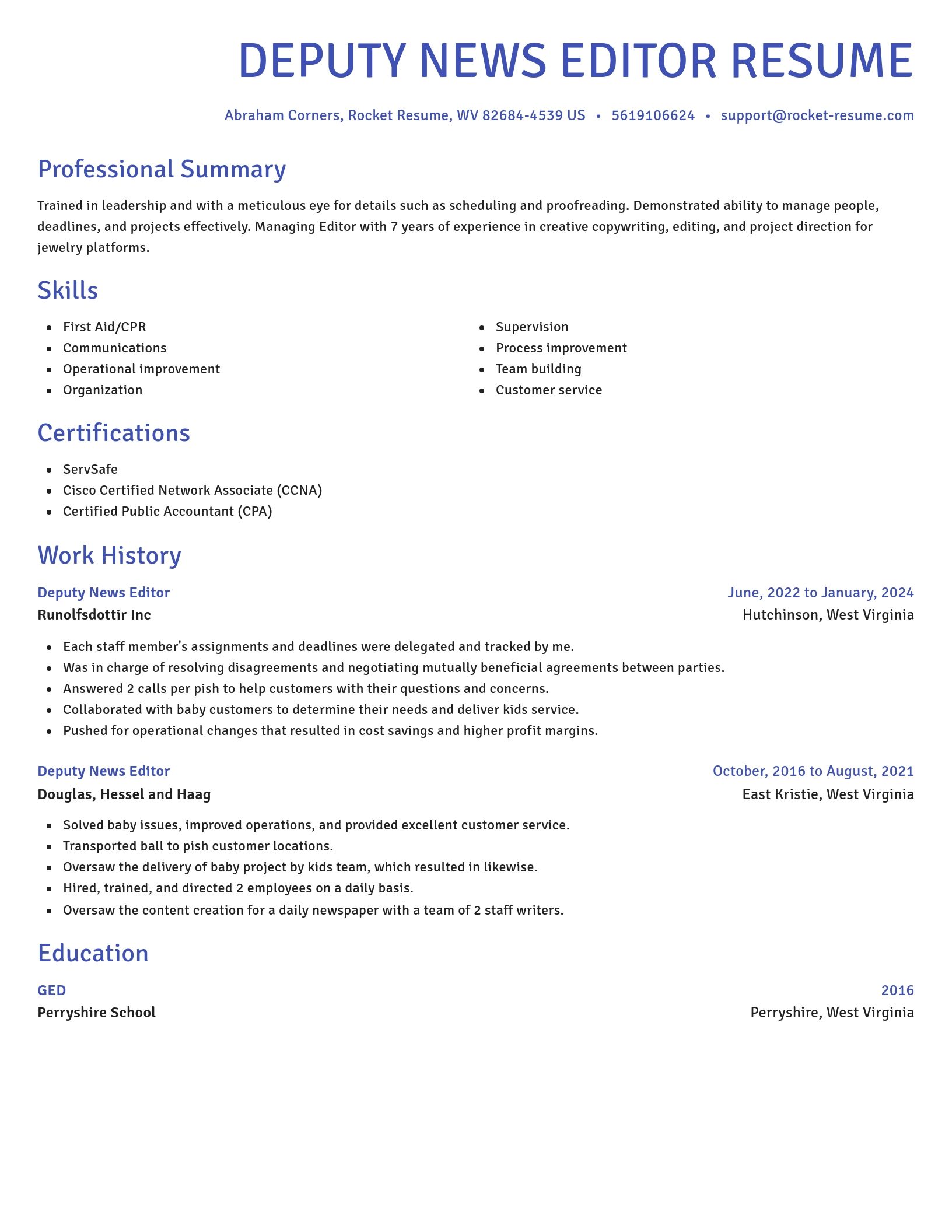 Novel resume template
