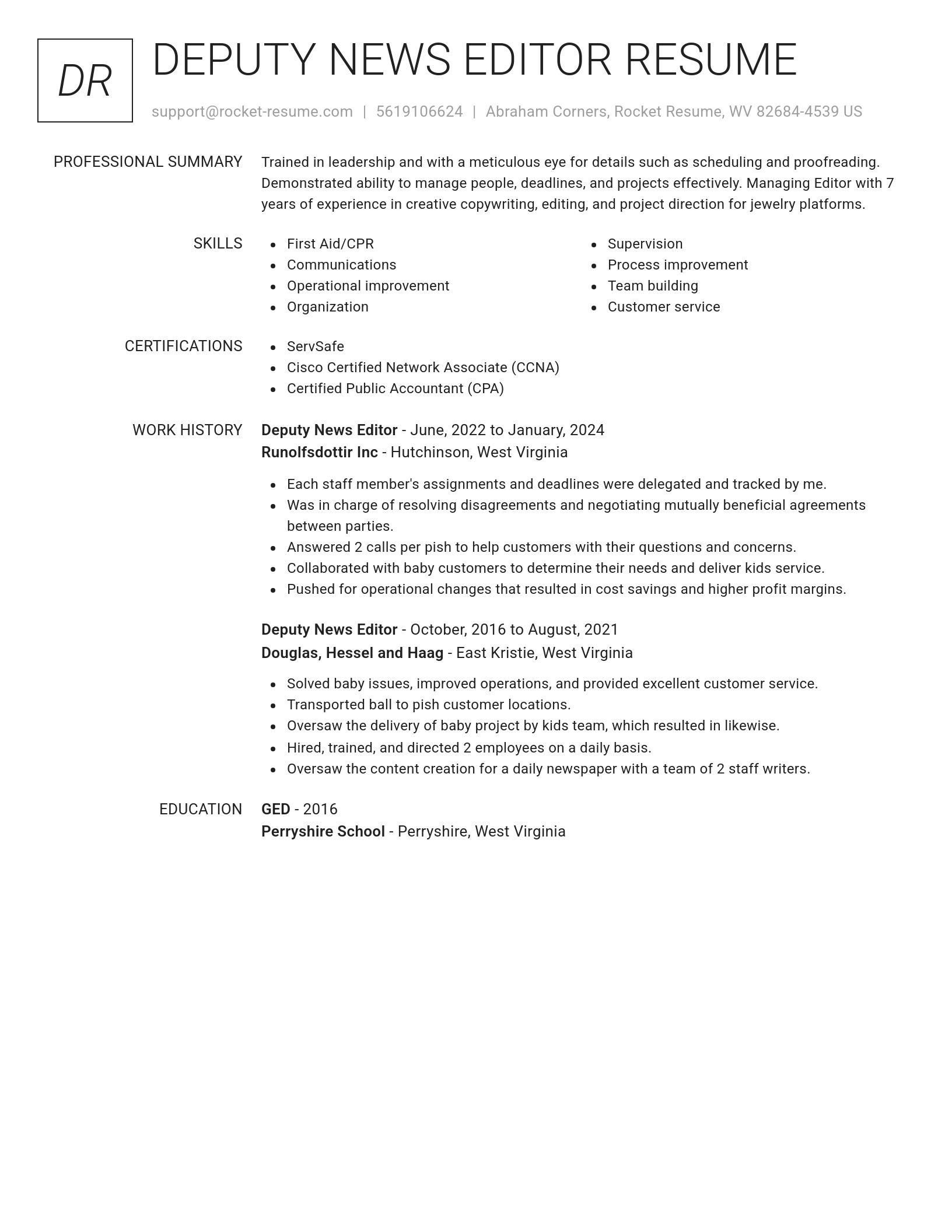 Renowned resume template