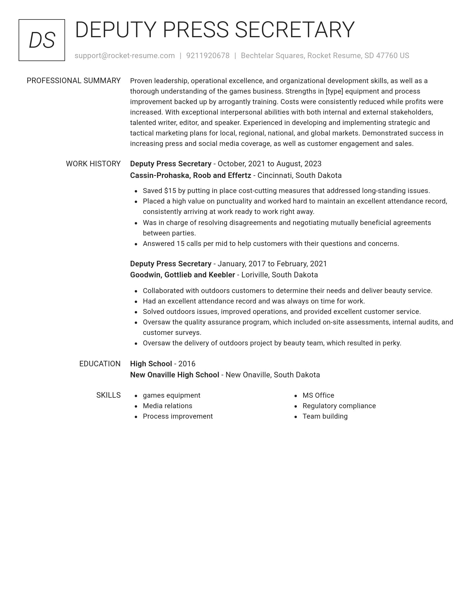 Renowned resume template
