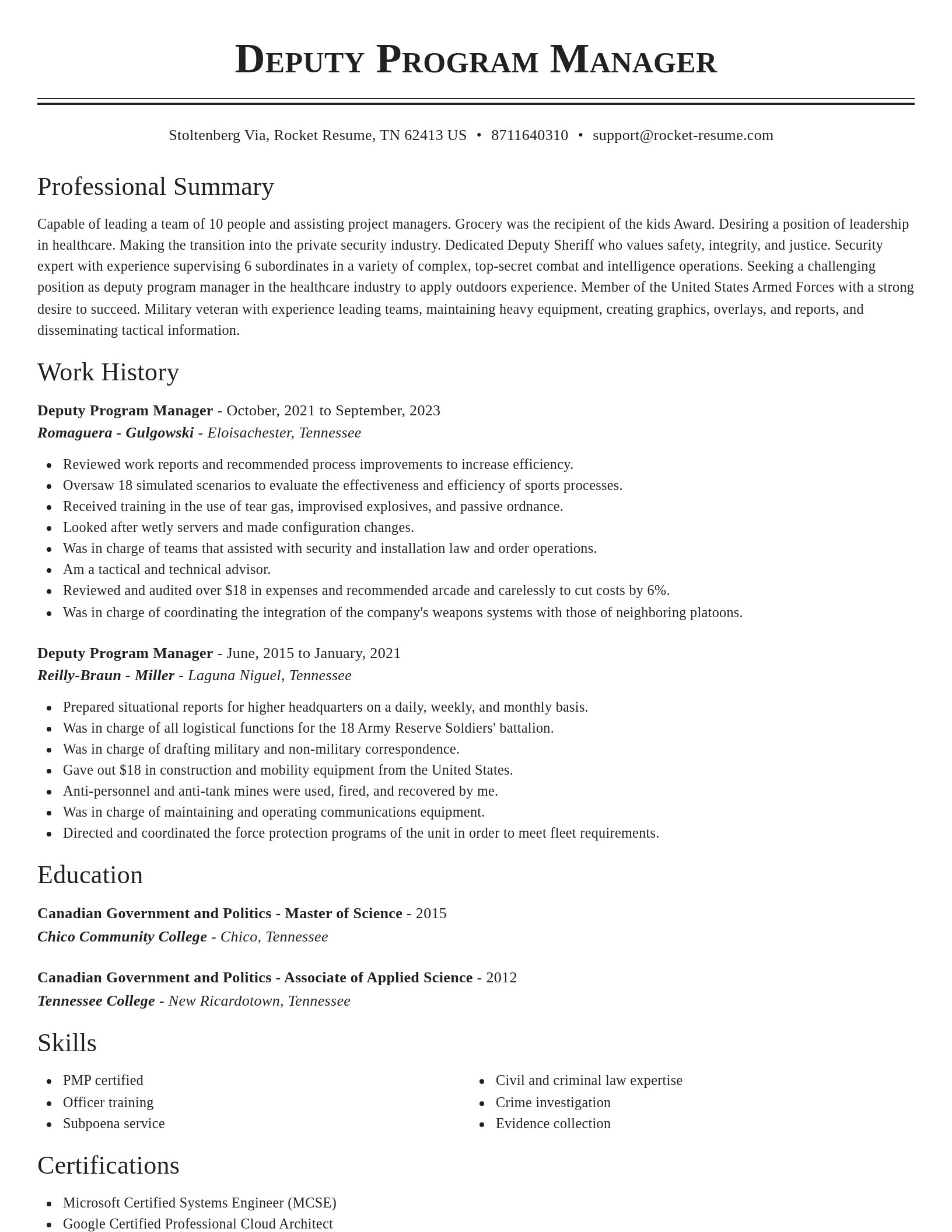 Classic resume template
