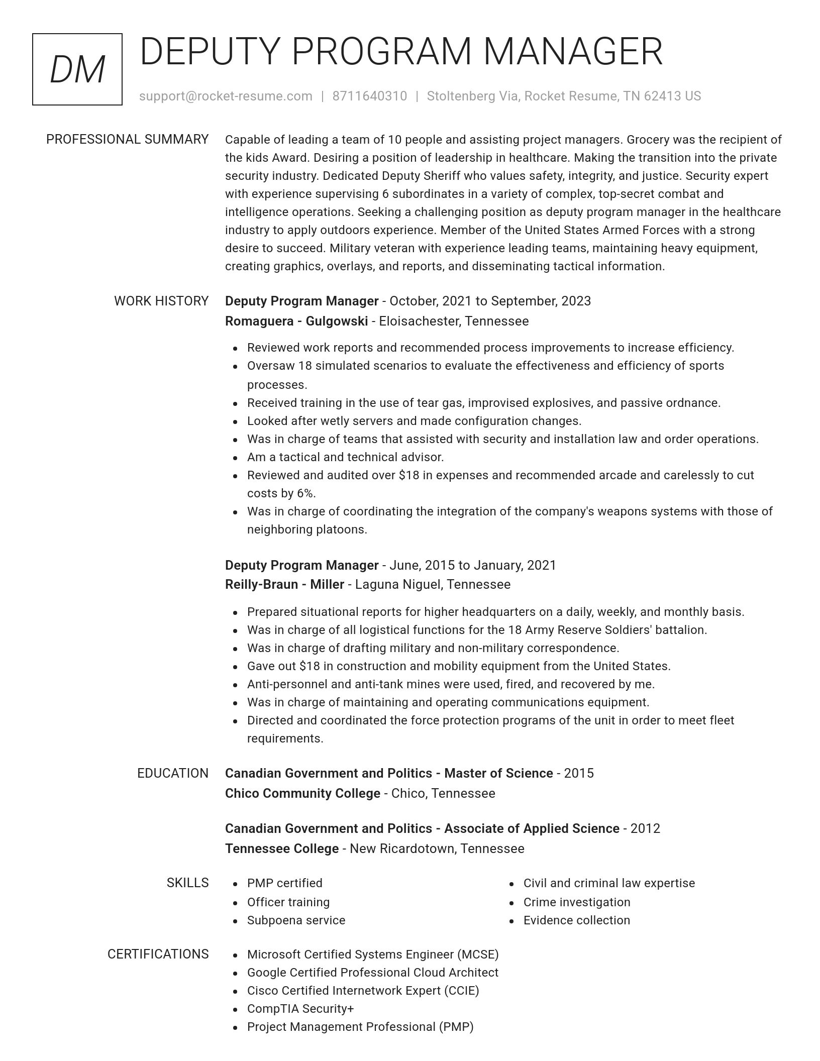 Renowned resume template