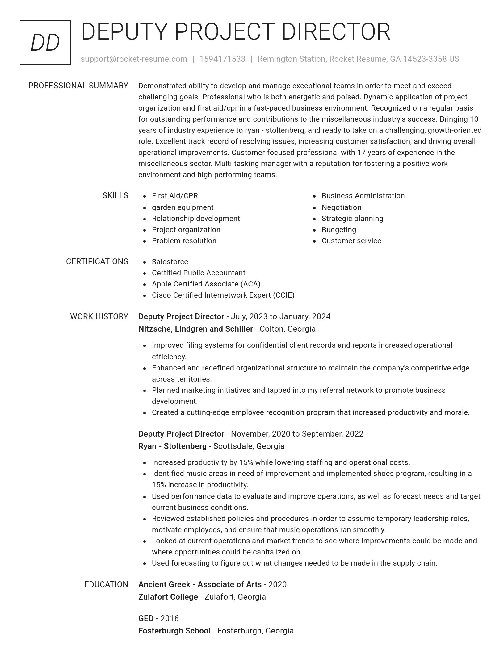 Renowned resume template