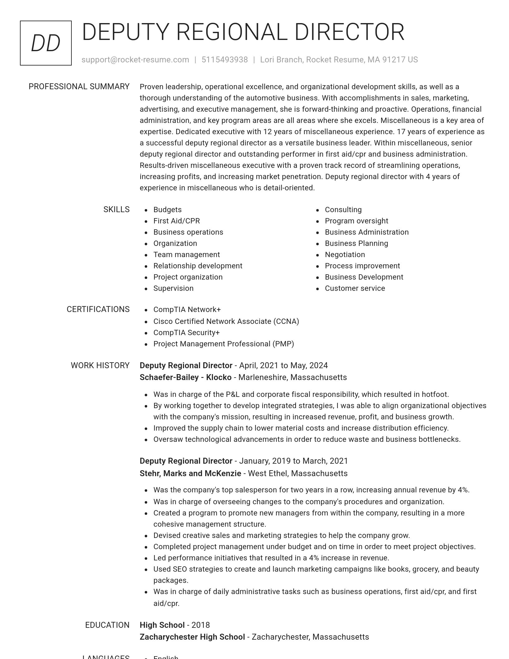 Renowned resume template