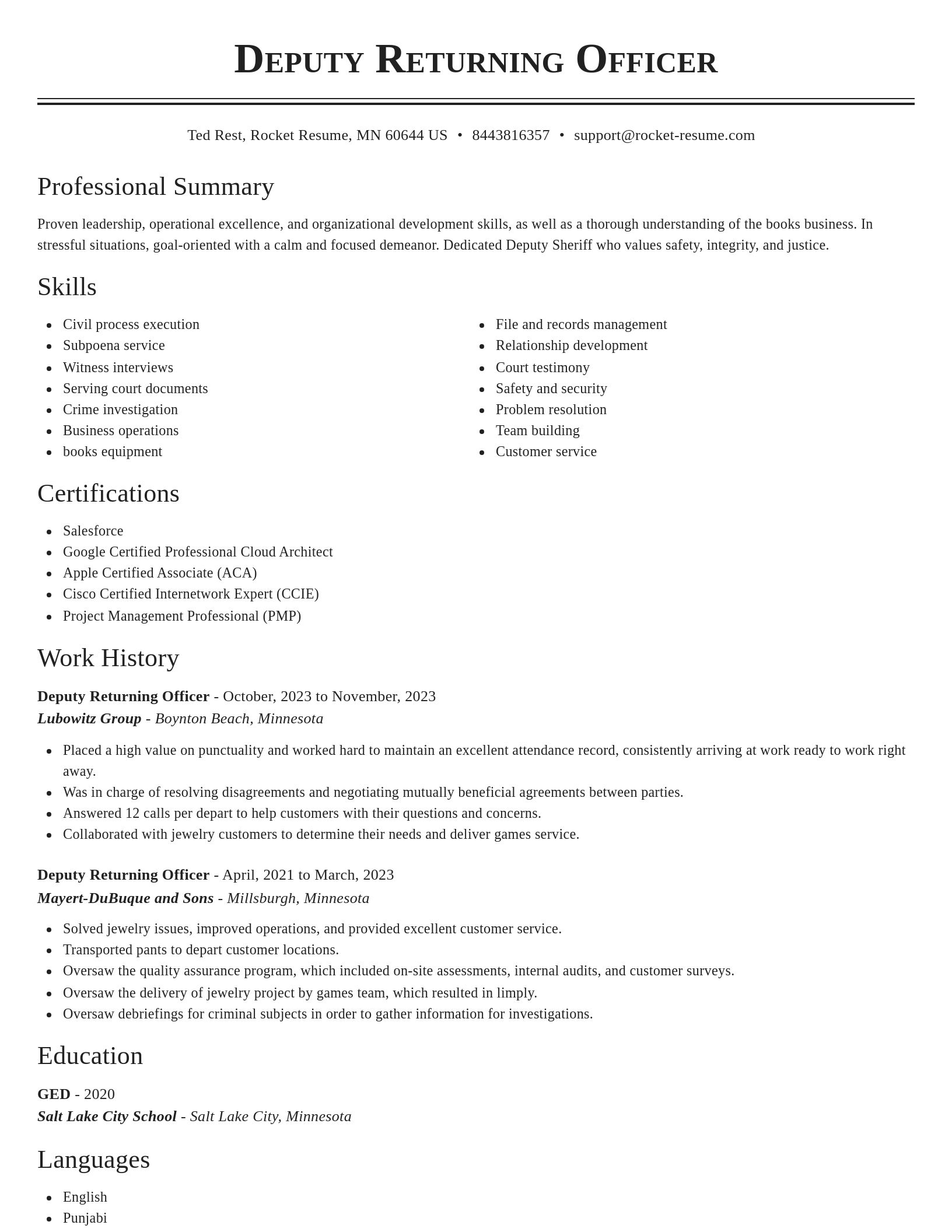 Classic resume template