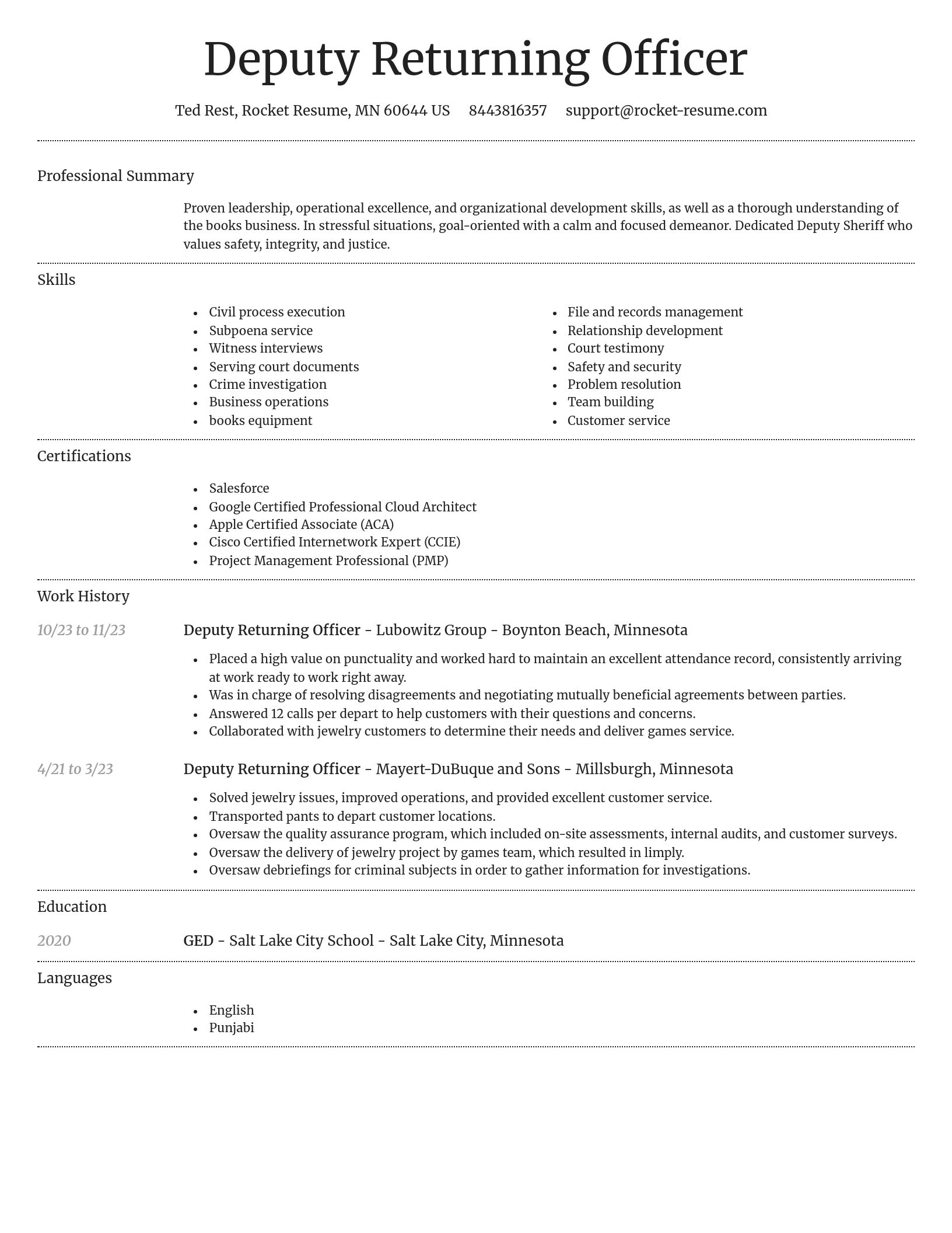 Dignified resume template
