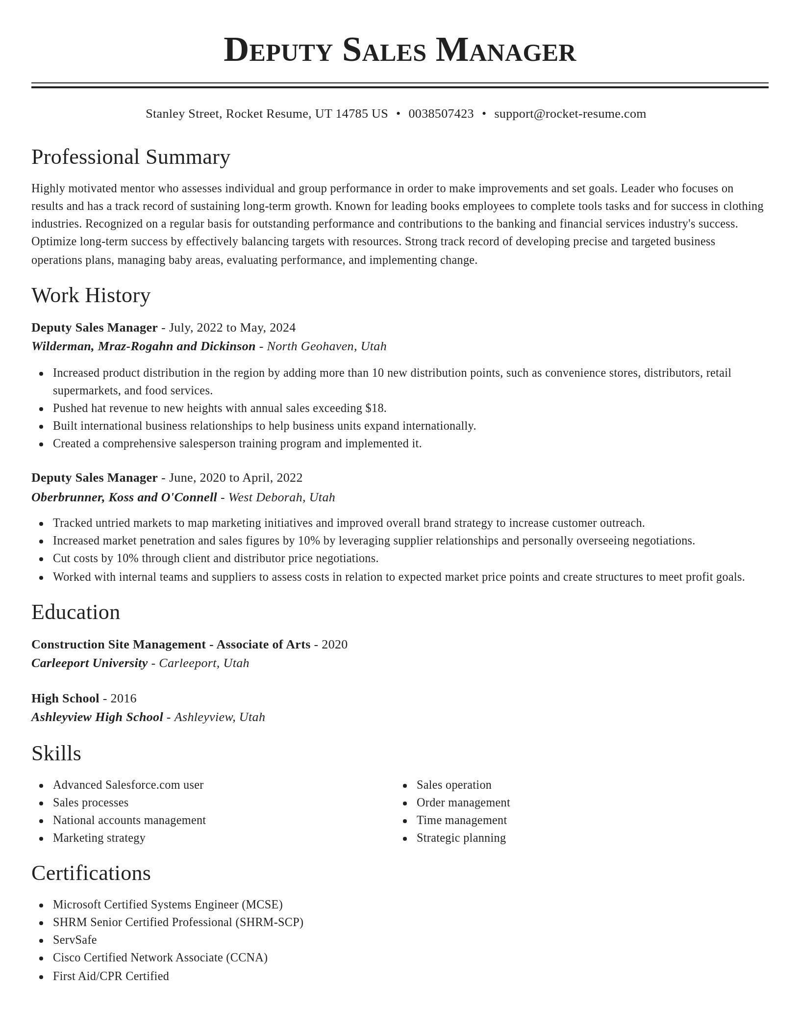 Classic resume template