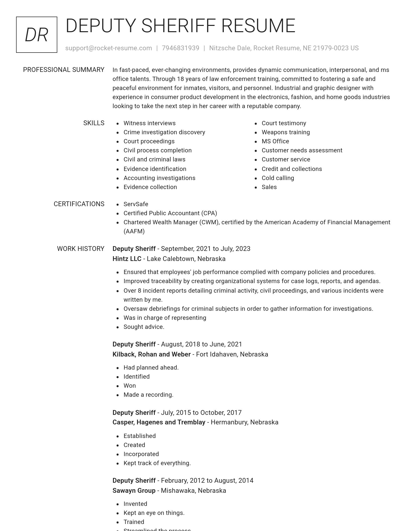 Renowned resume template