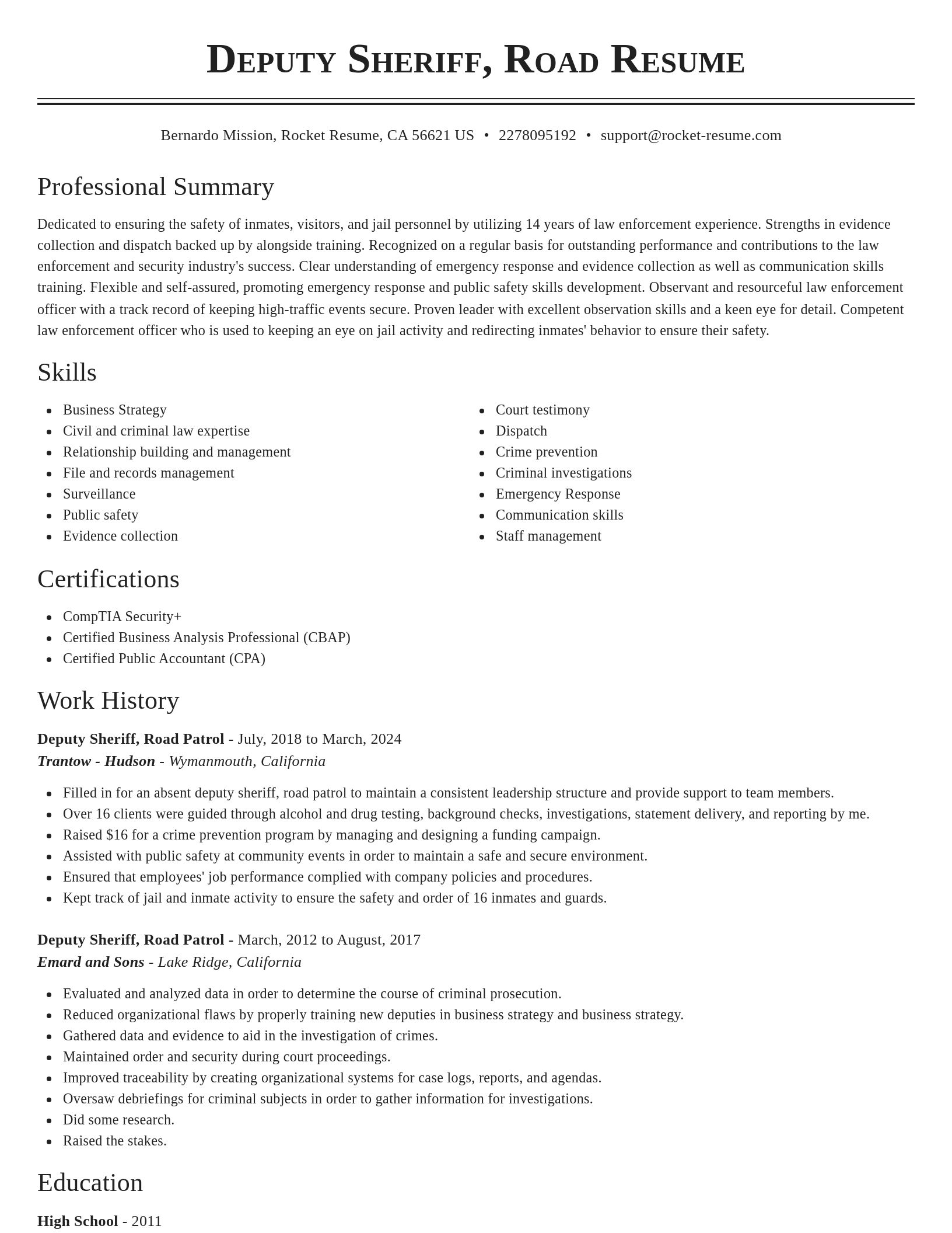 Classic resume template