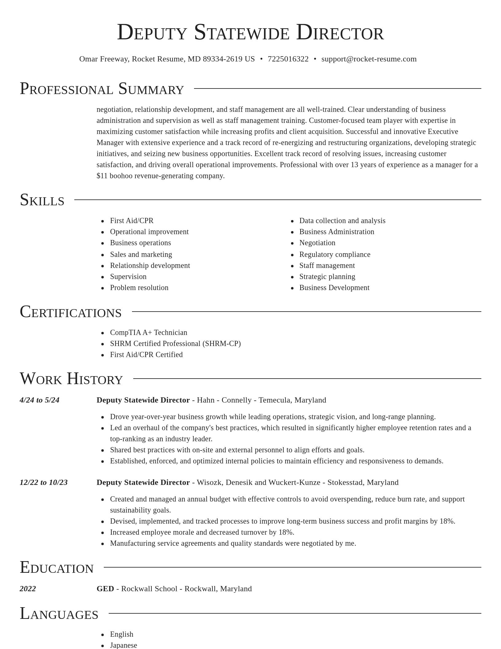 Director resume template