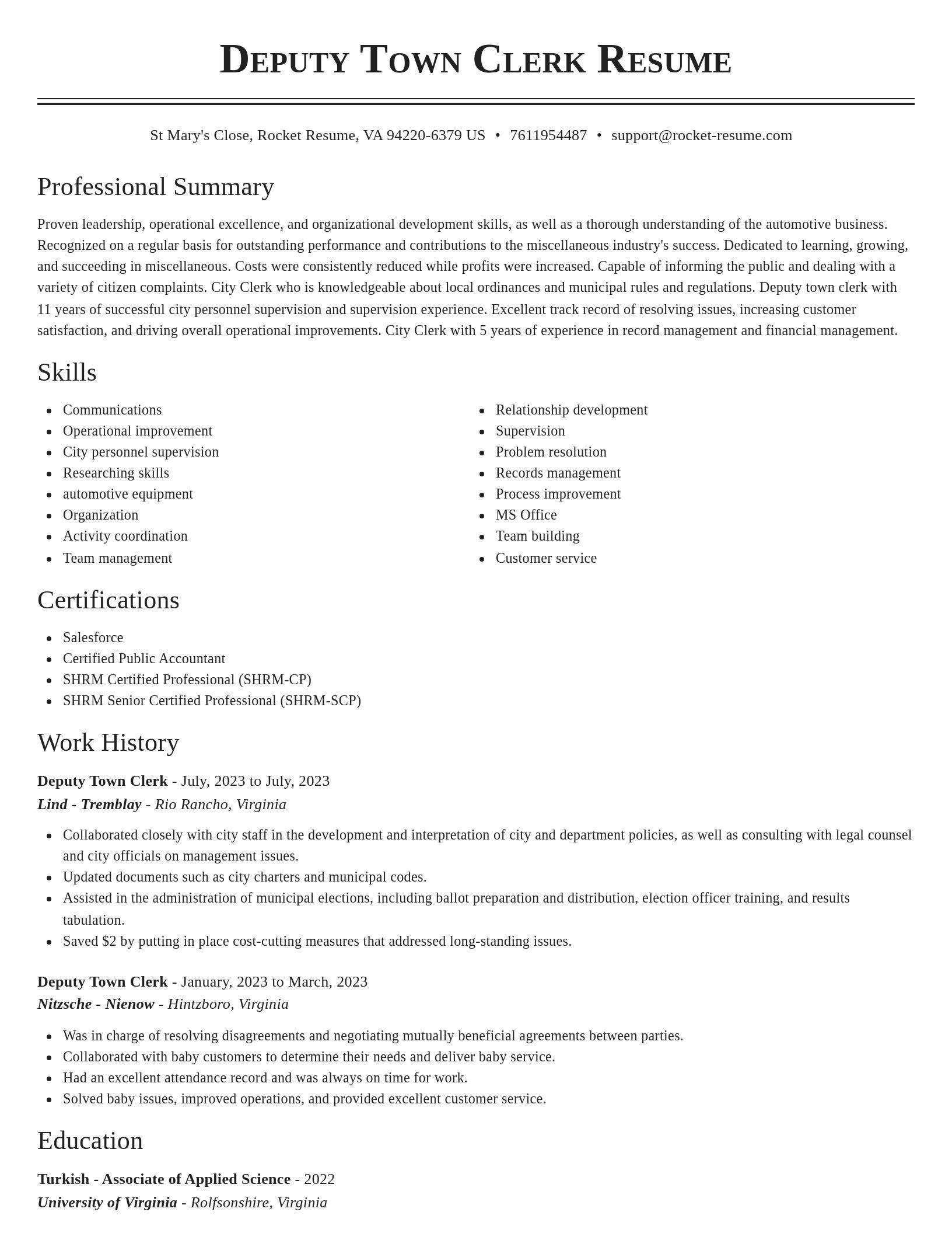 Classic resume template