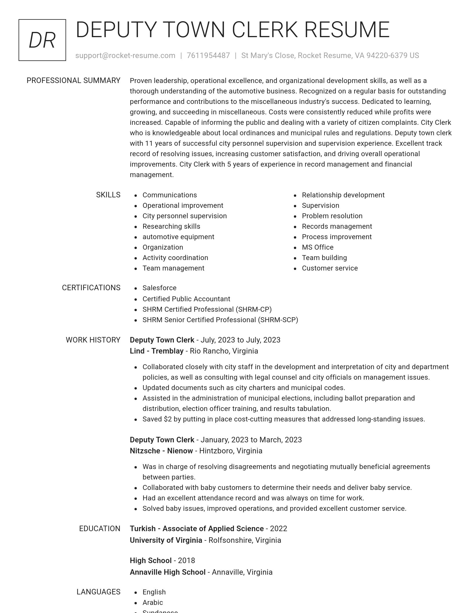 Renowned resume template