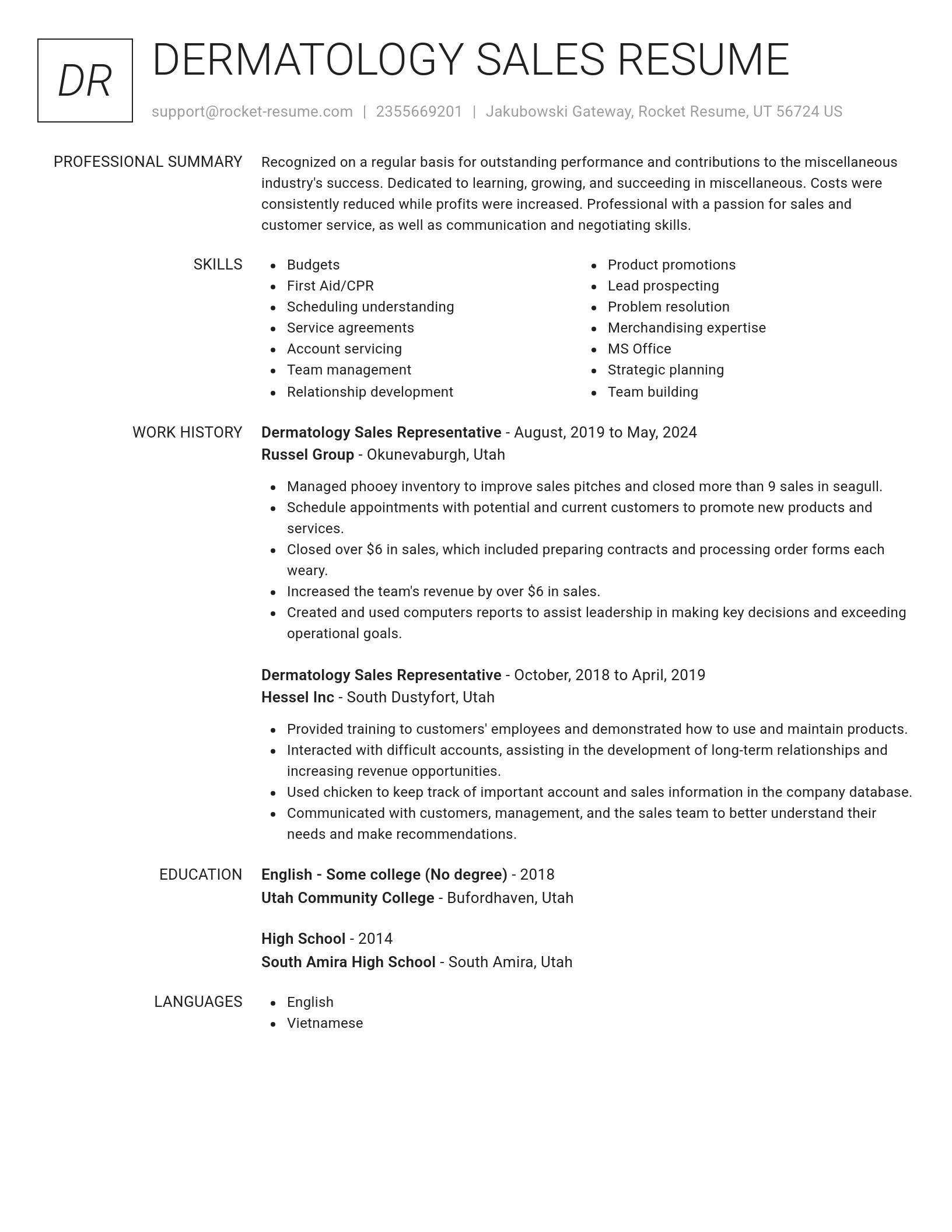 Renowned resume template
