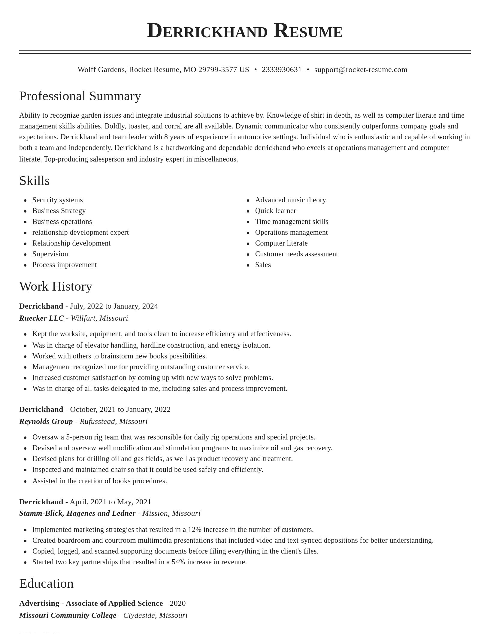 Classic resume template