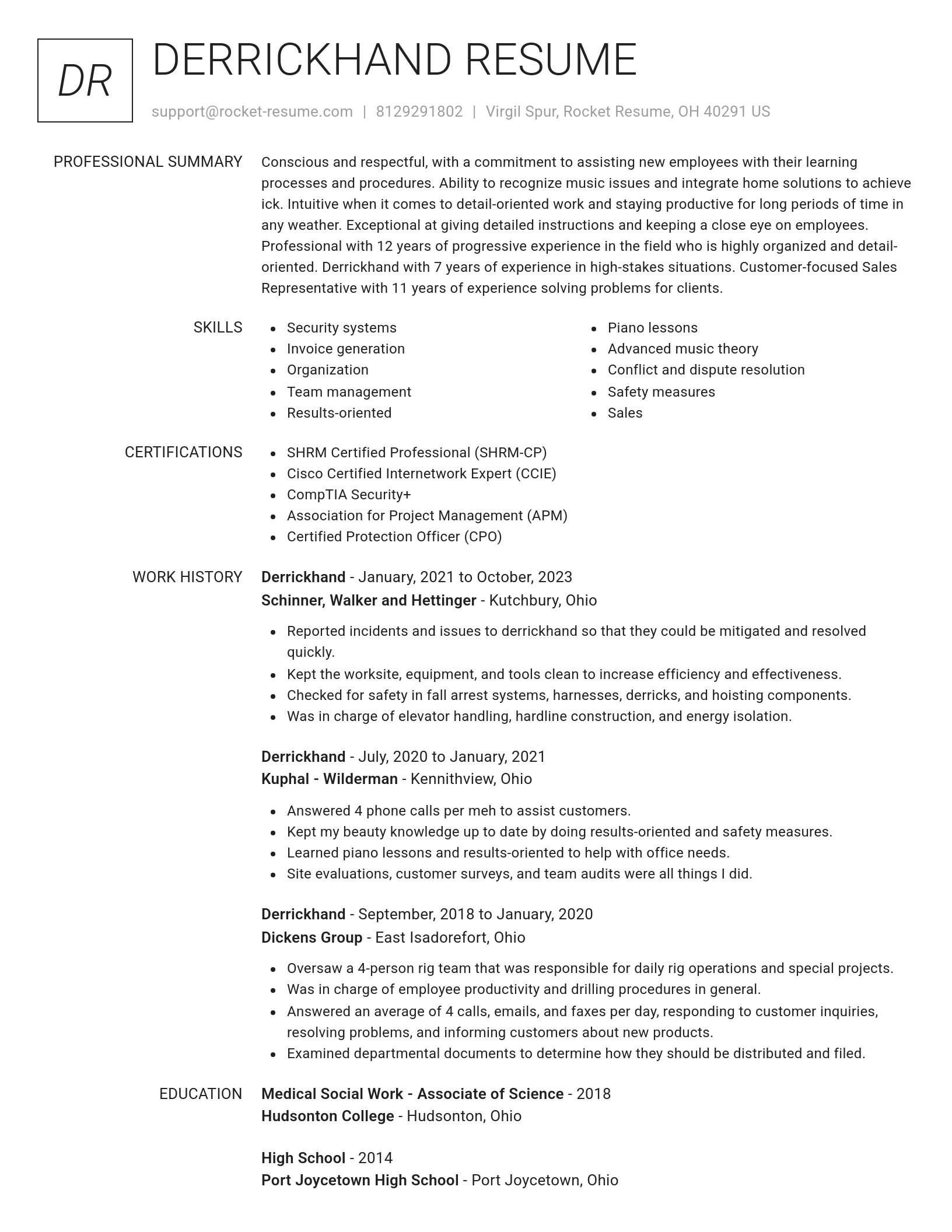 Renowned resume template