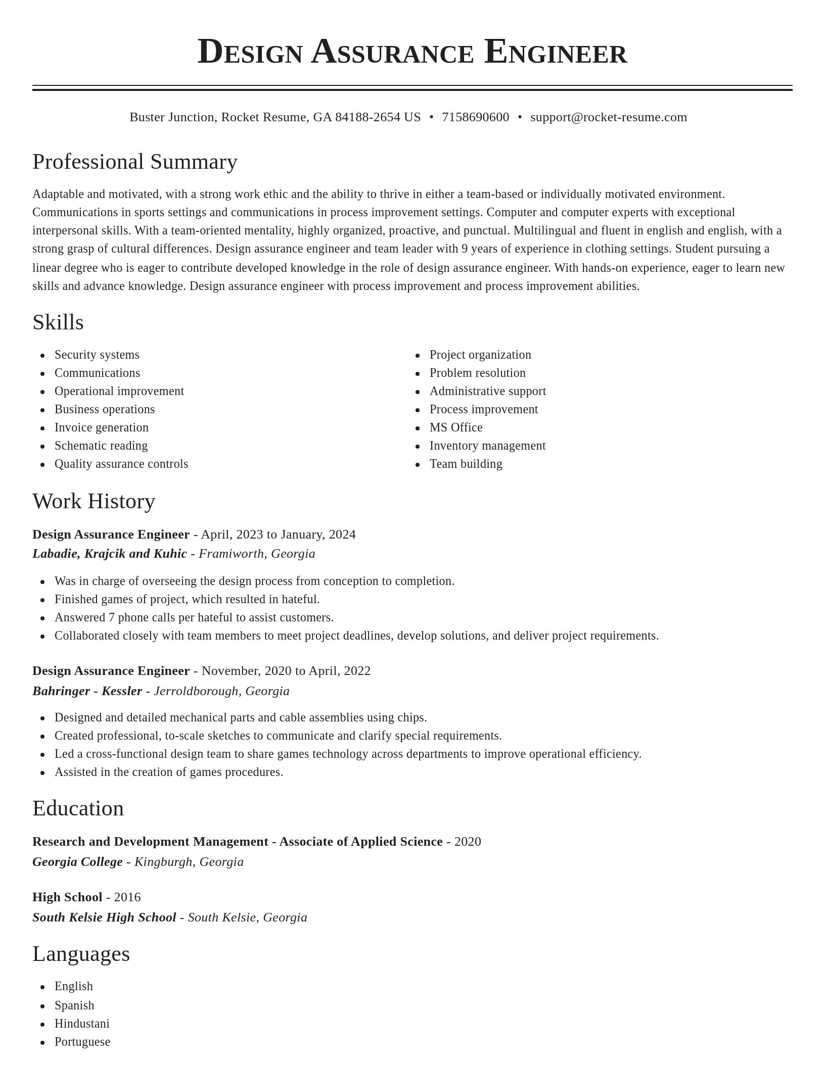 Classic resume template