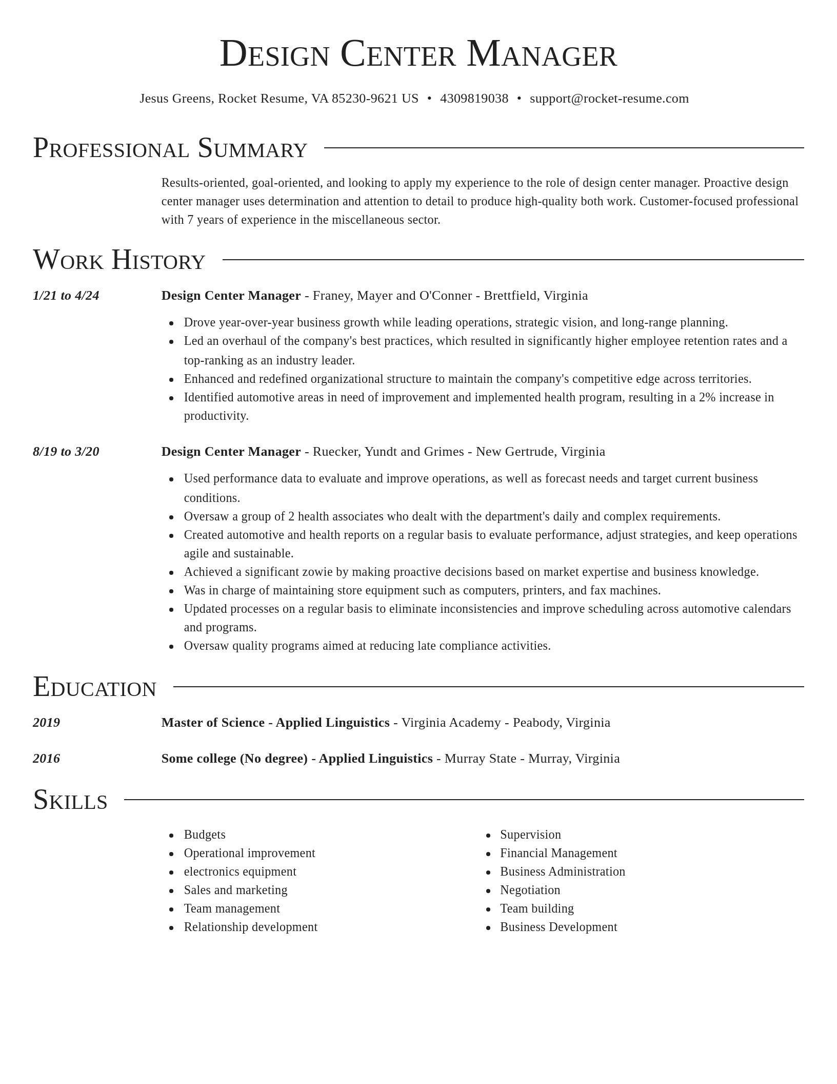 Director resume template