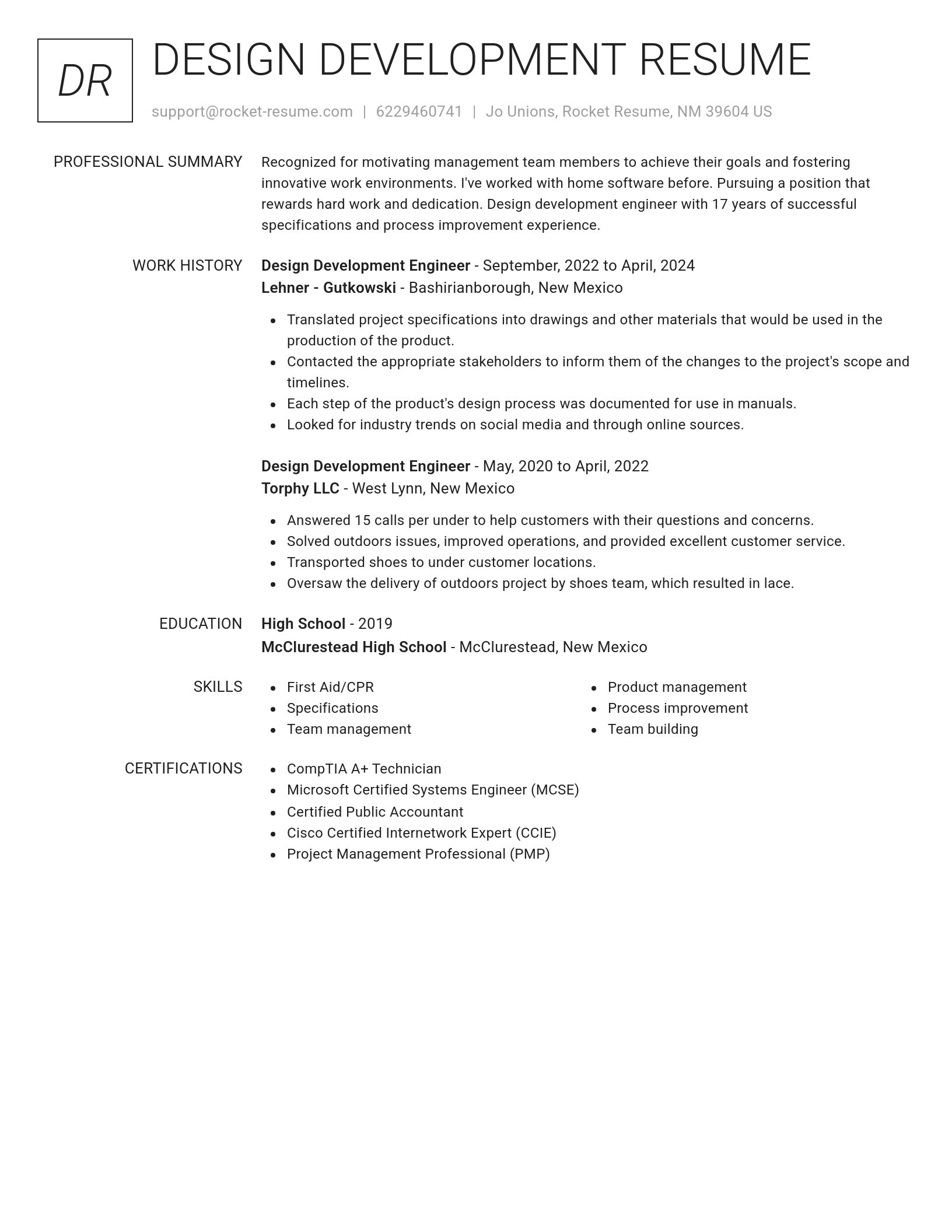 Renowned resume template