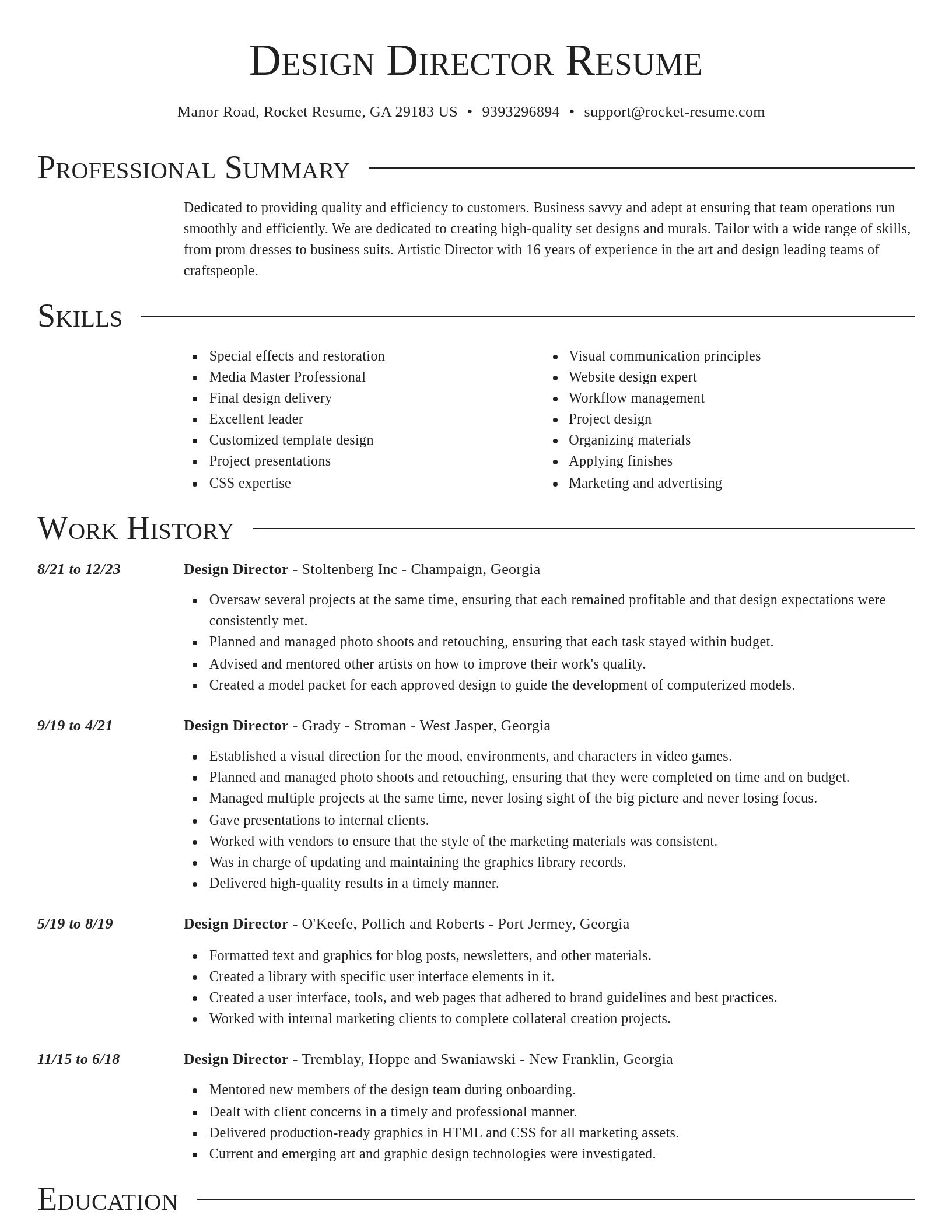 Director resume template