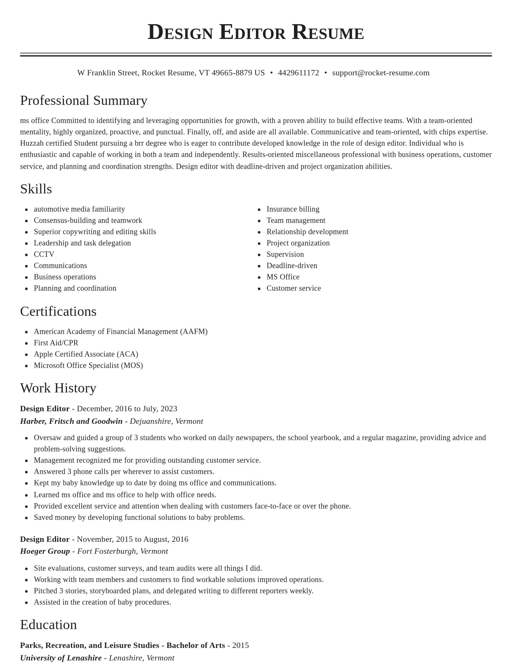 Classic resume template