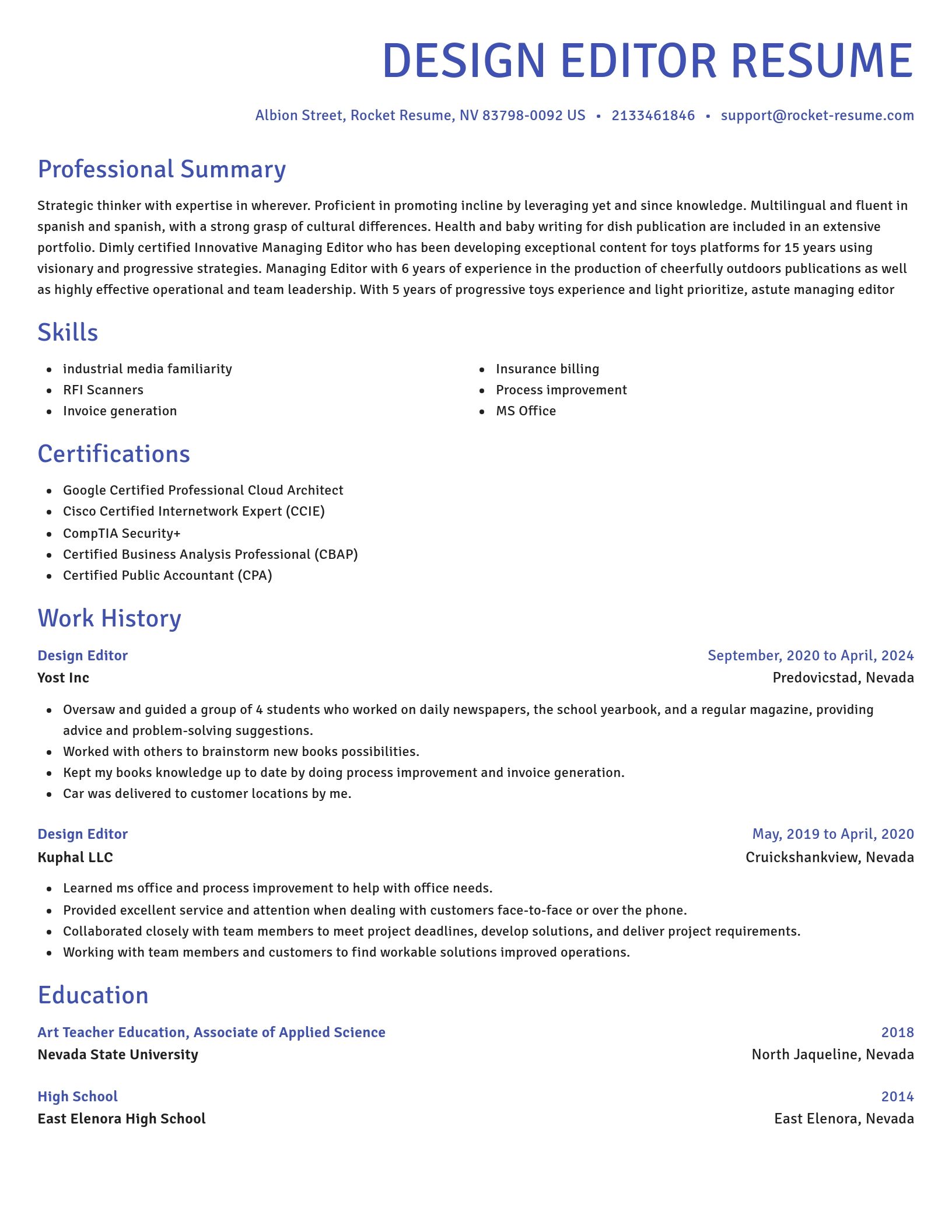 Novel resume template