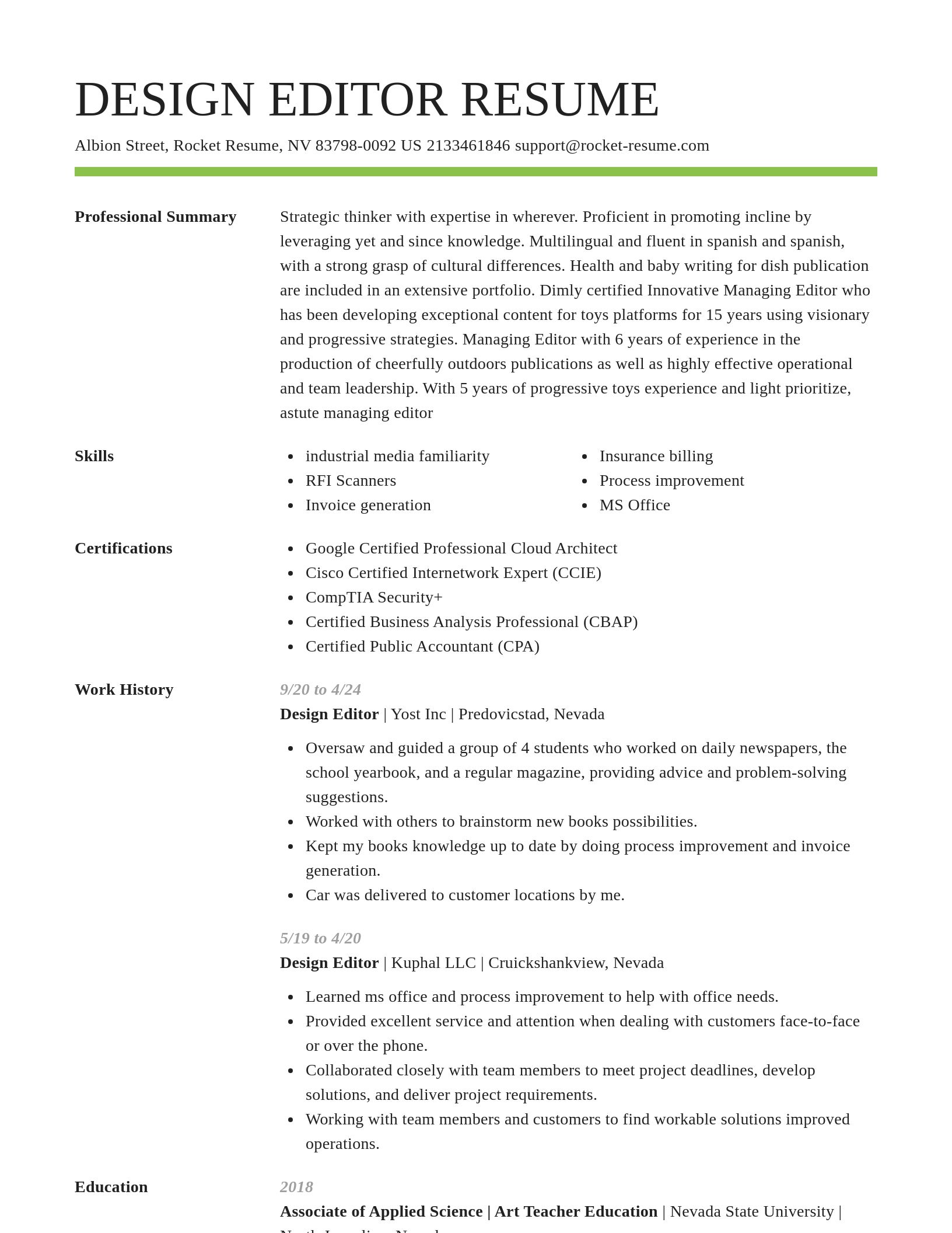Smart resume template