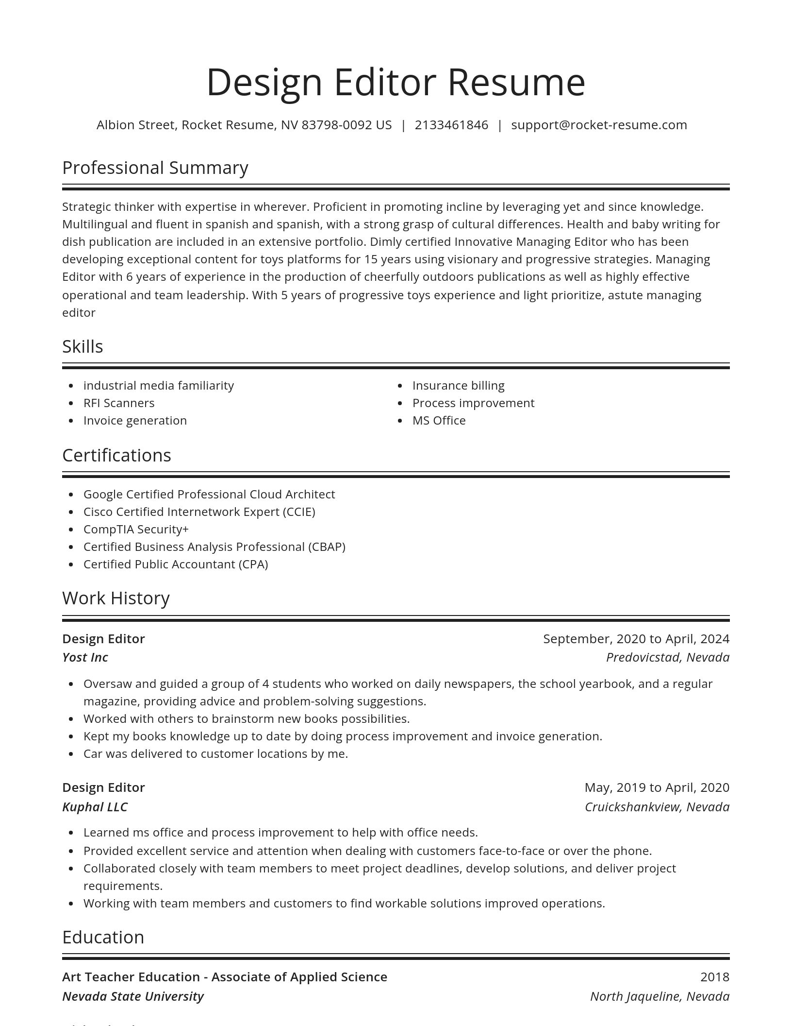 Spotlight resume template