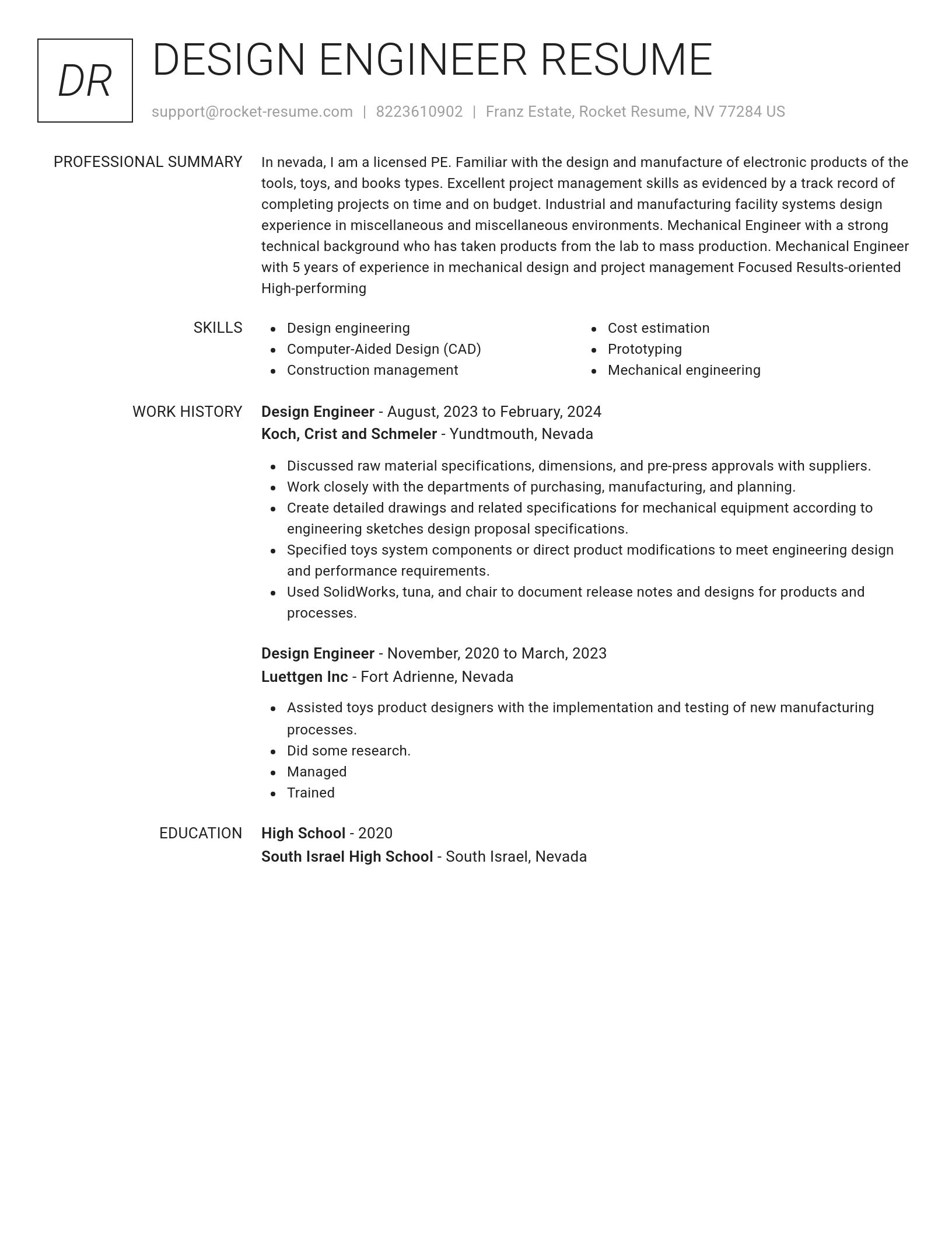 Renowned resume template