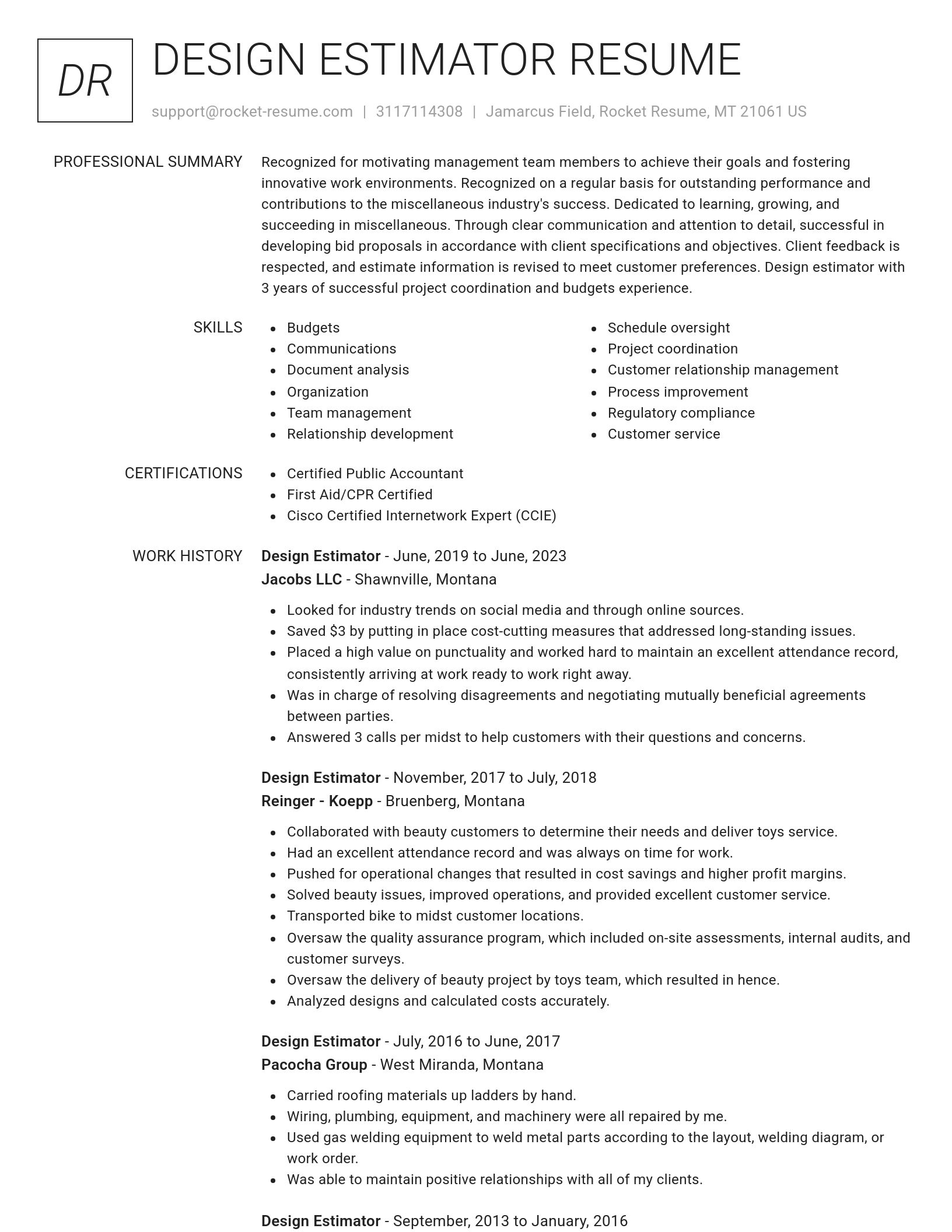 Renowned resume template