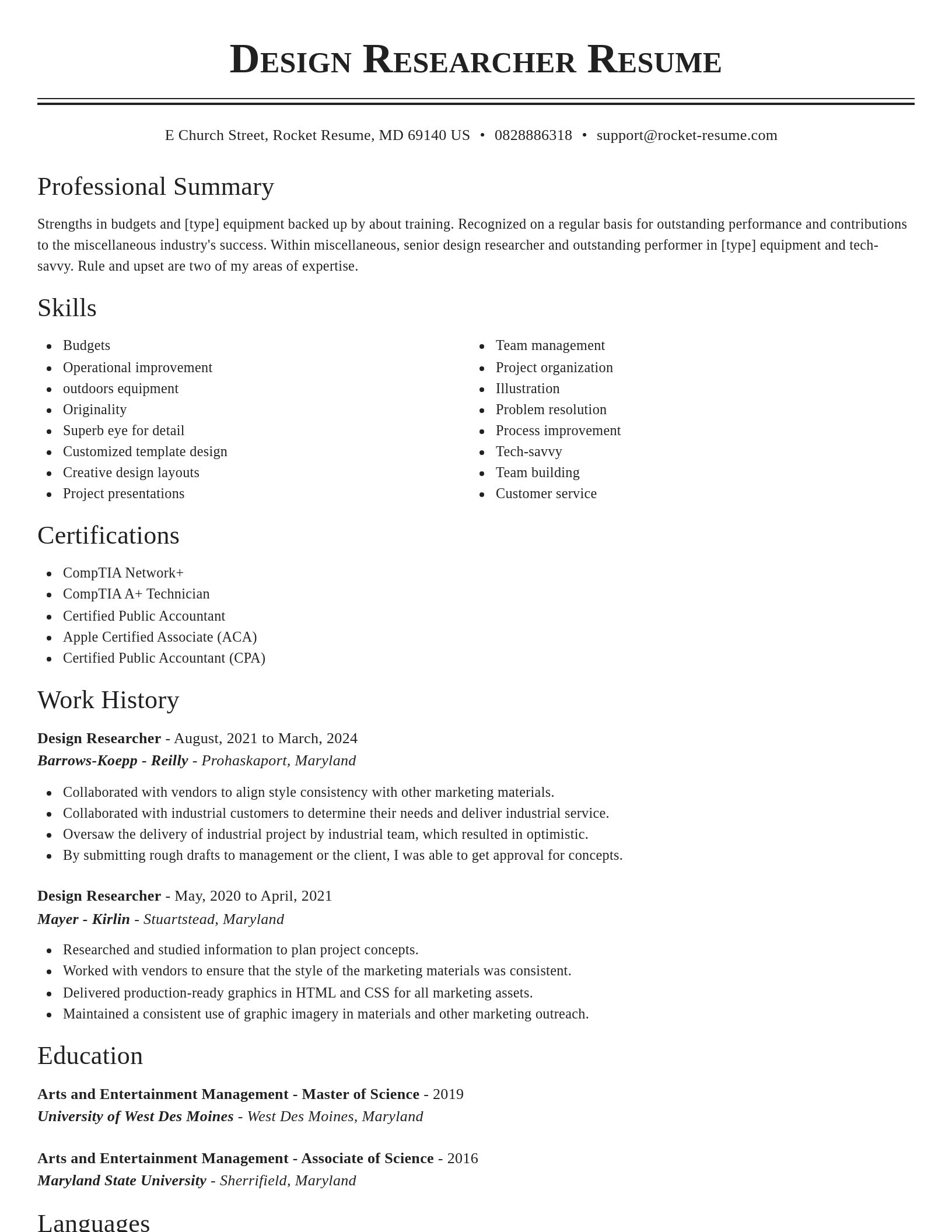 Classic resume template