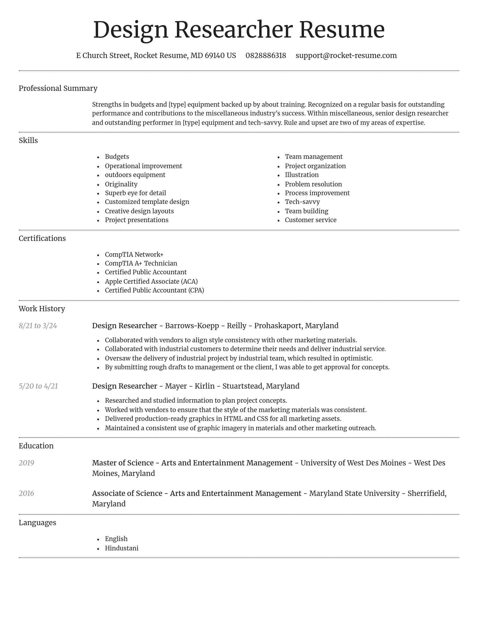 Dignified resume template