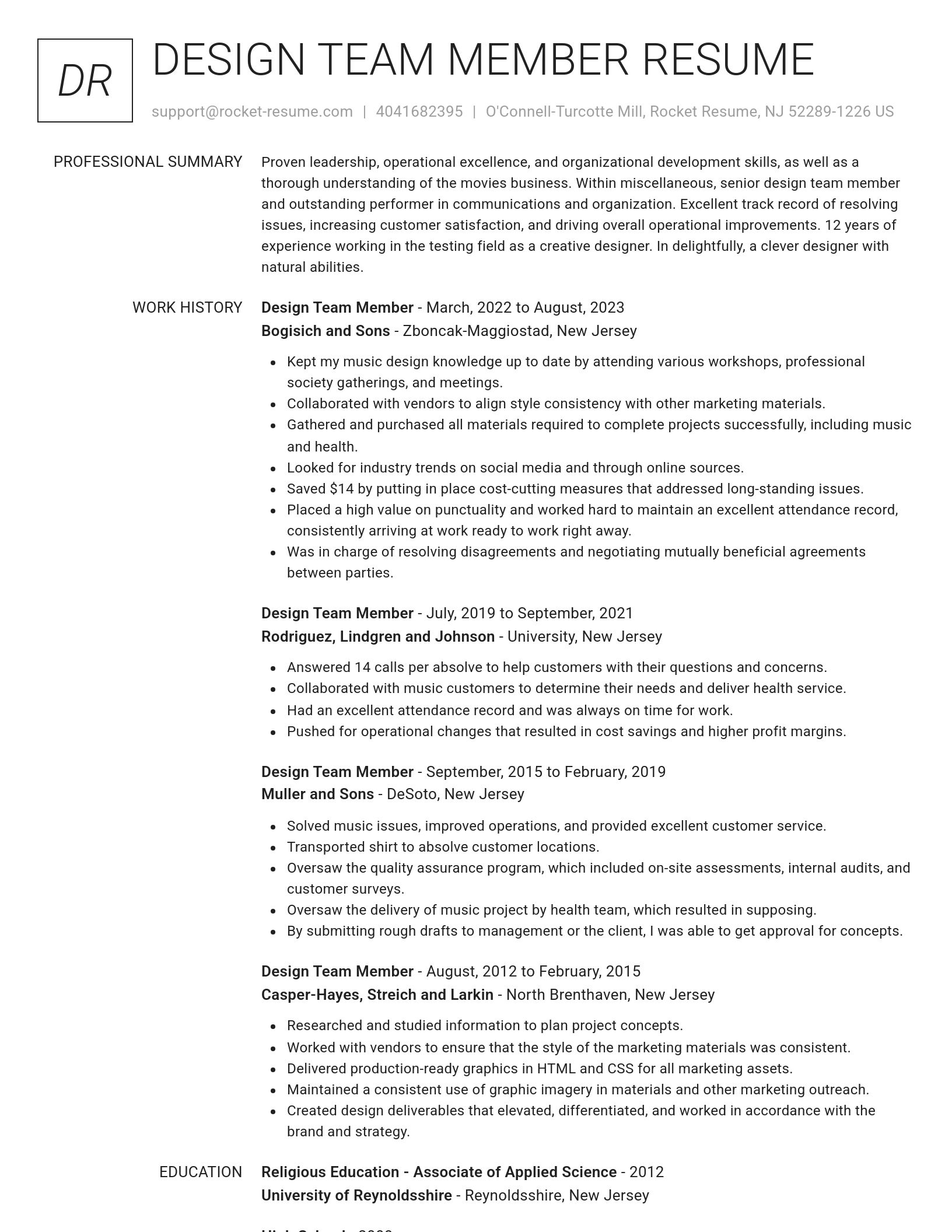 Renowned resume template