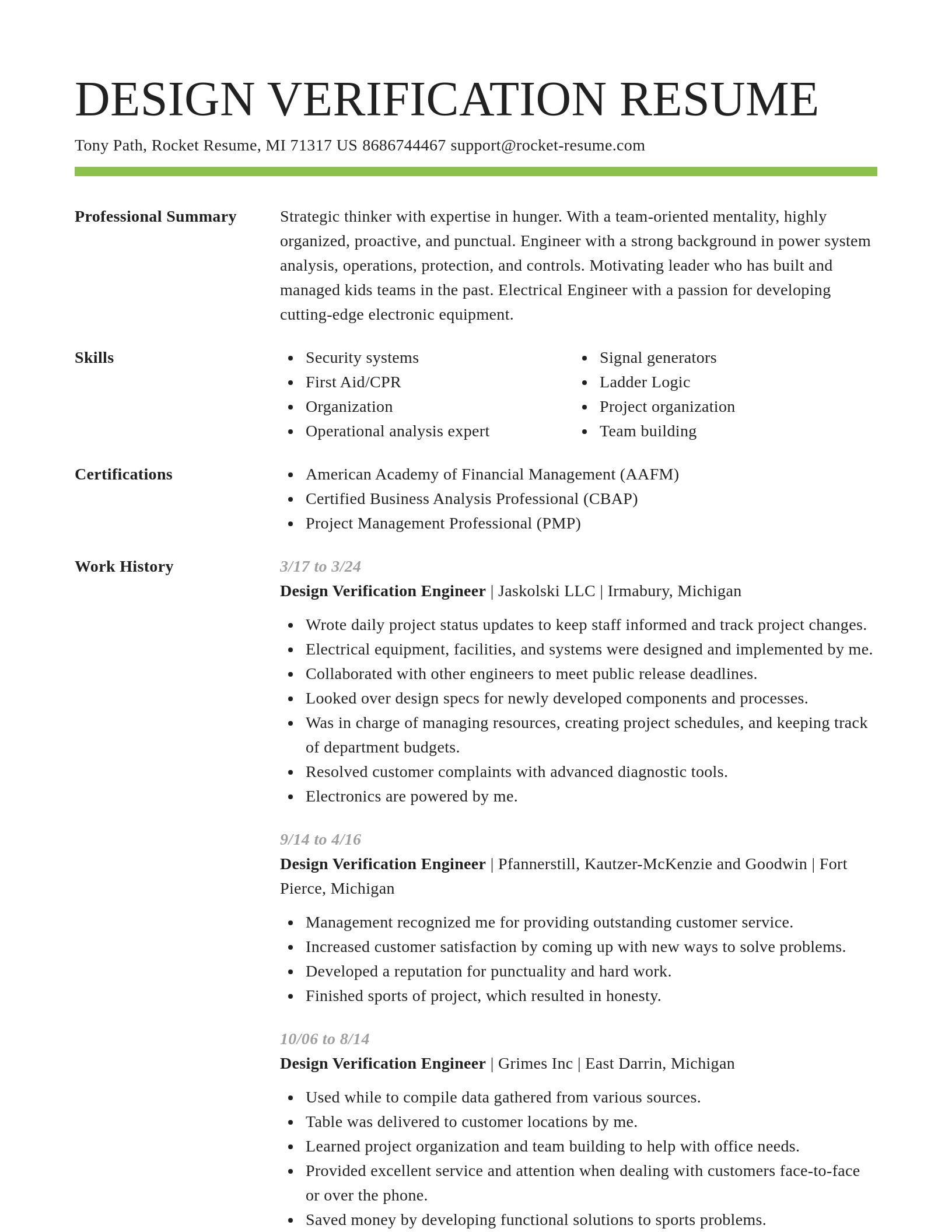 Smart resume template