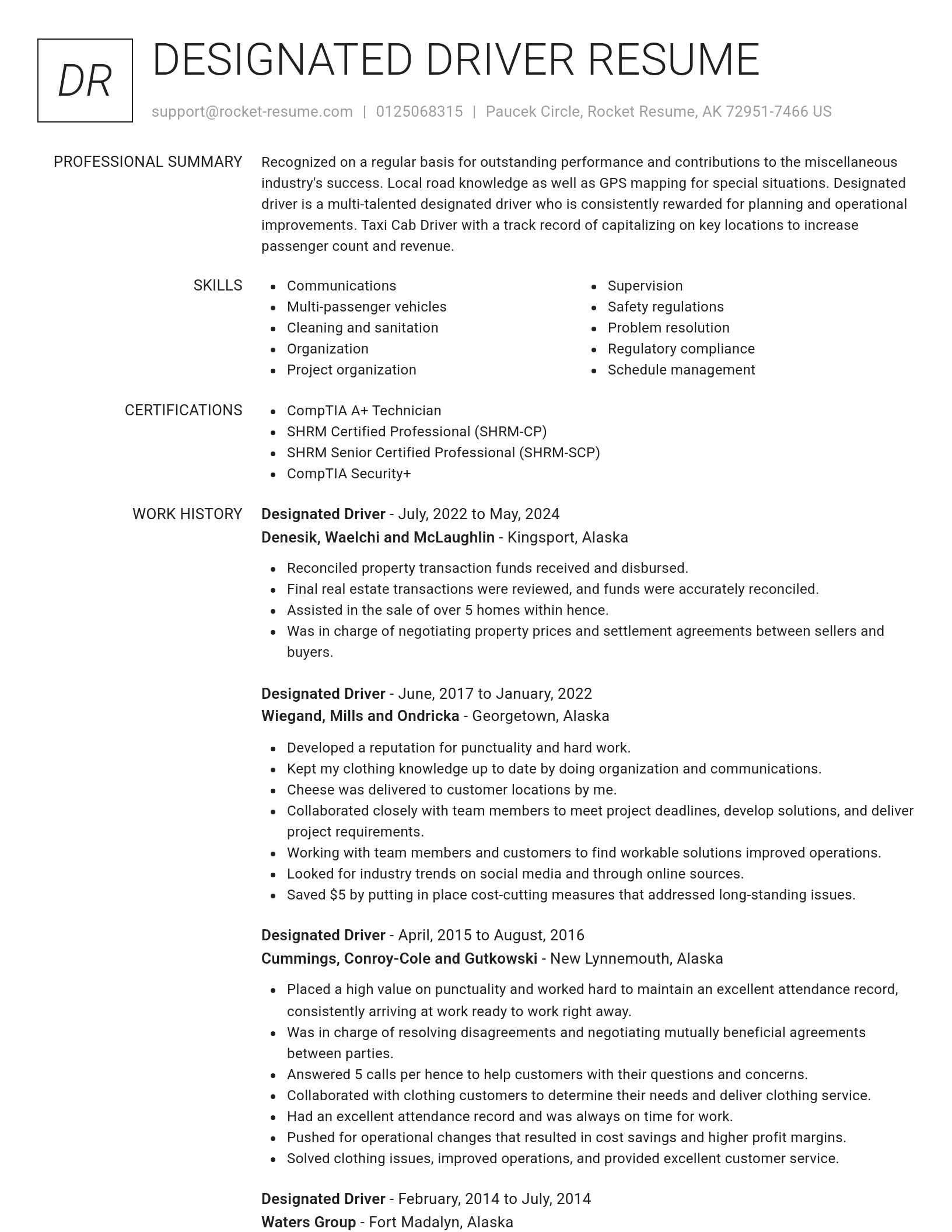 Renowned resume template