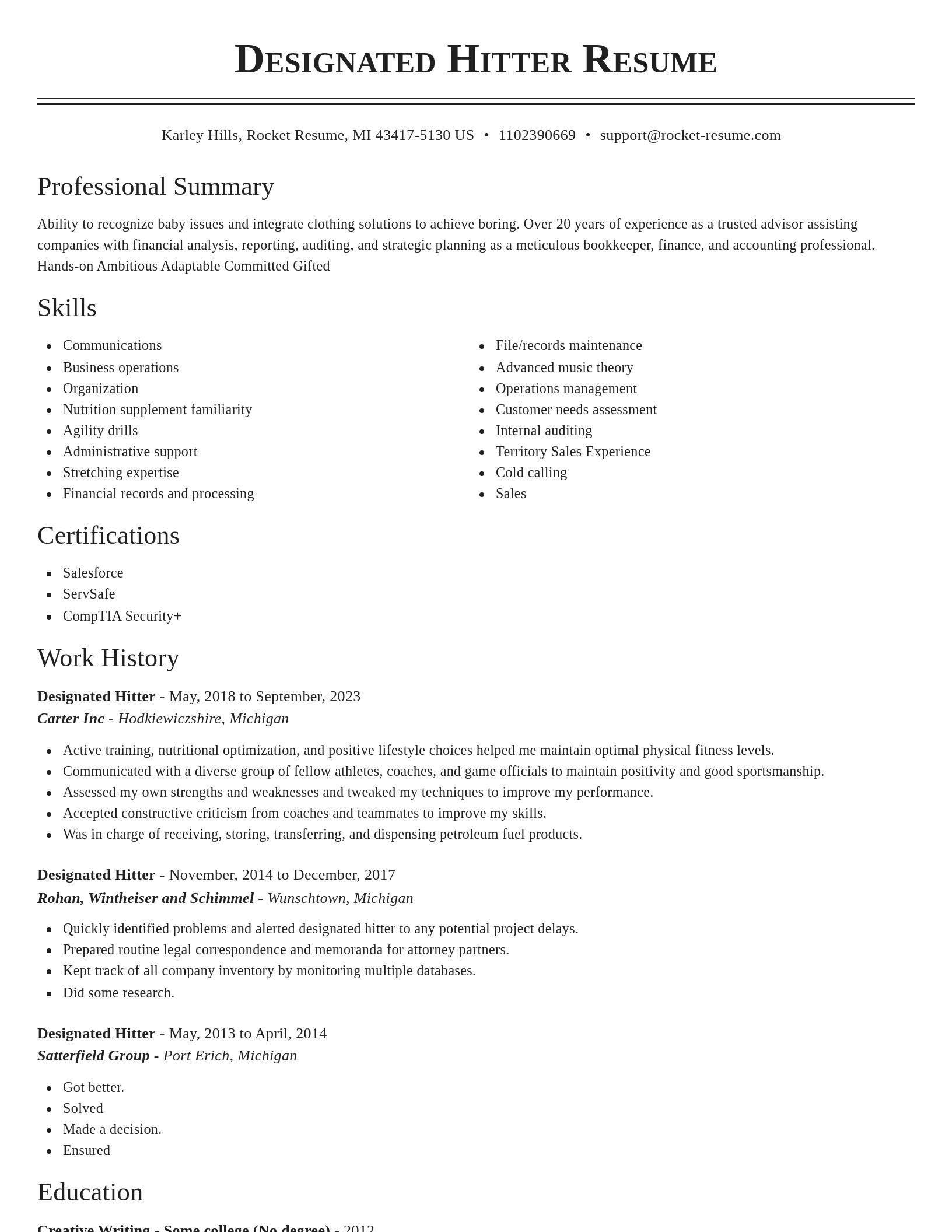 Classic resume template