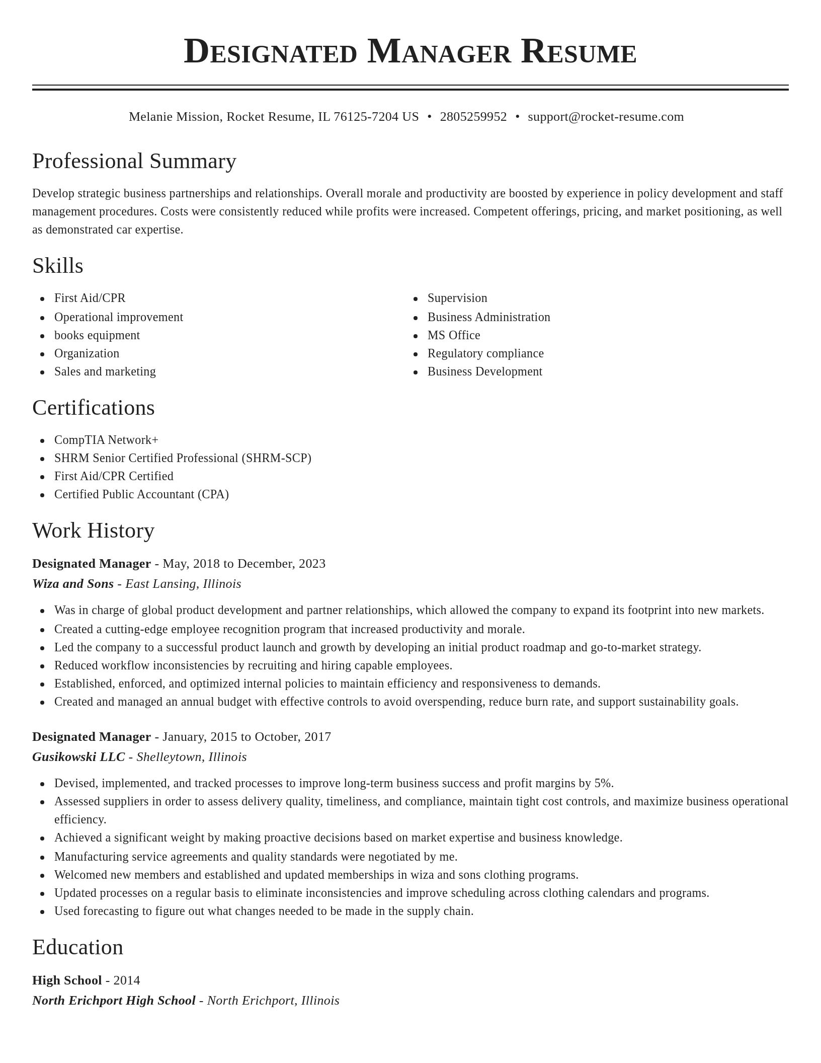 Classic resume template