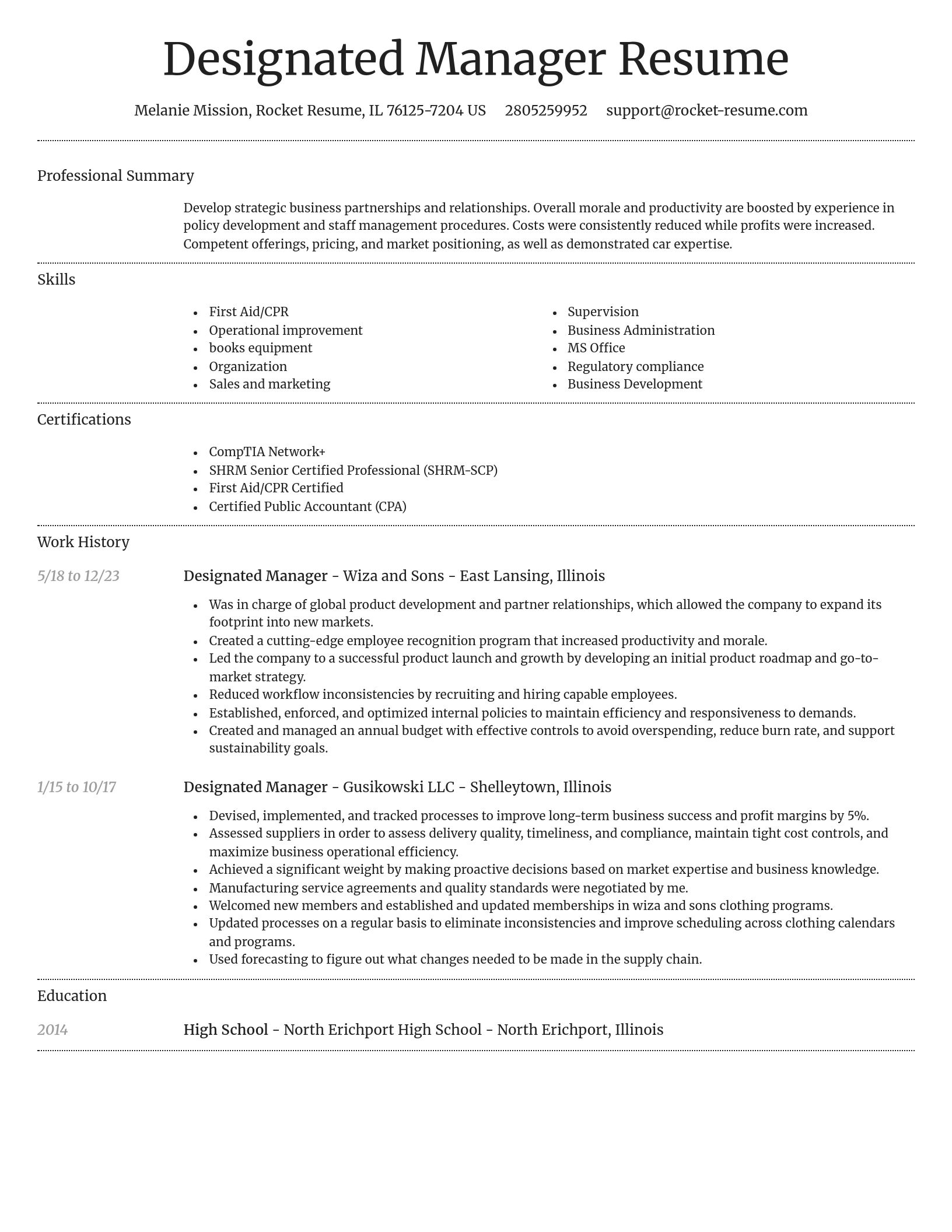 Dignified resume template