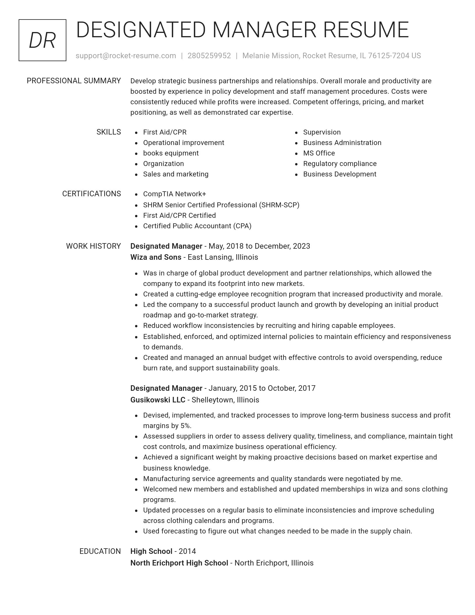 Renowned resume template