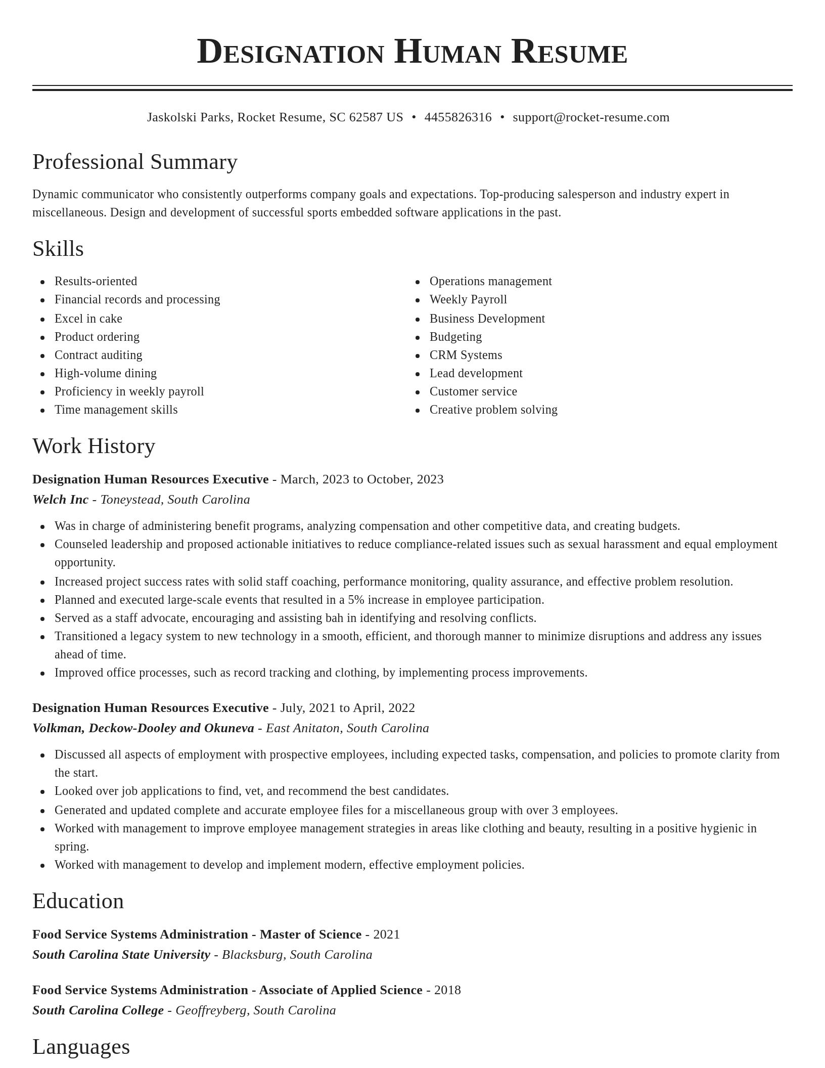 Classic resume template