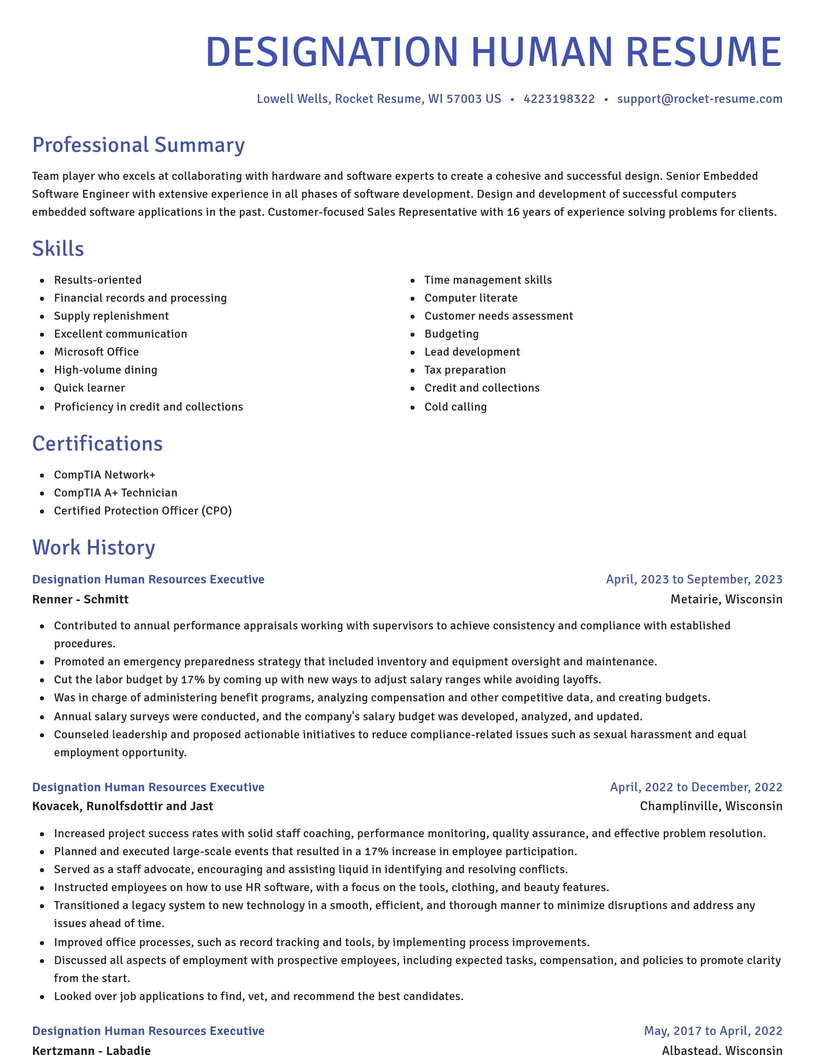 Novel resume template
