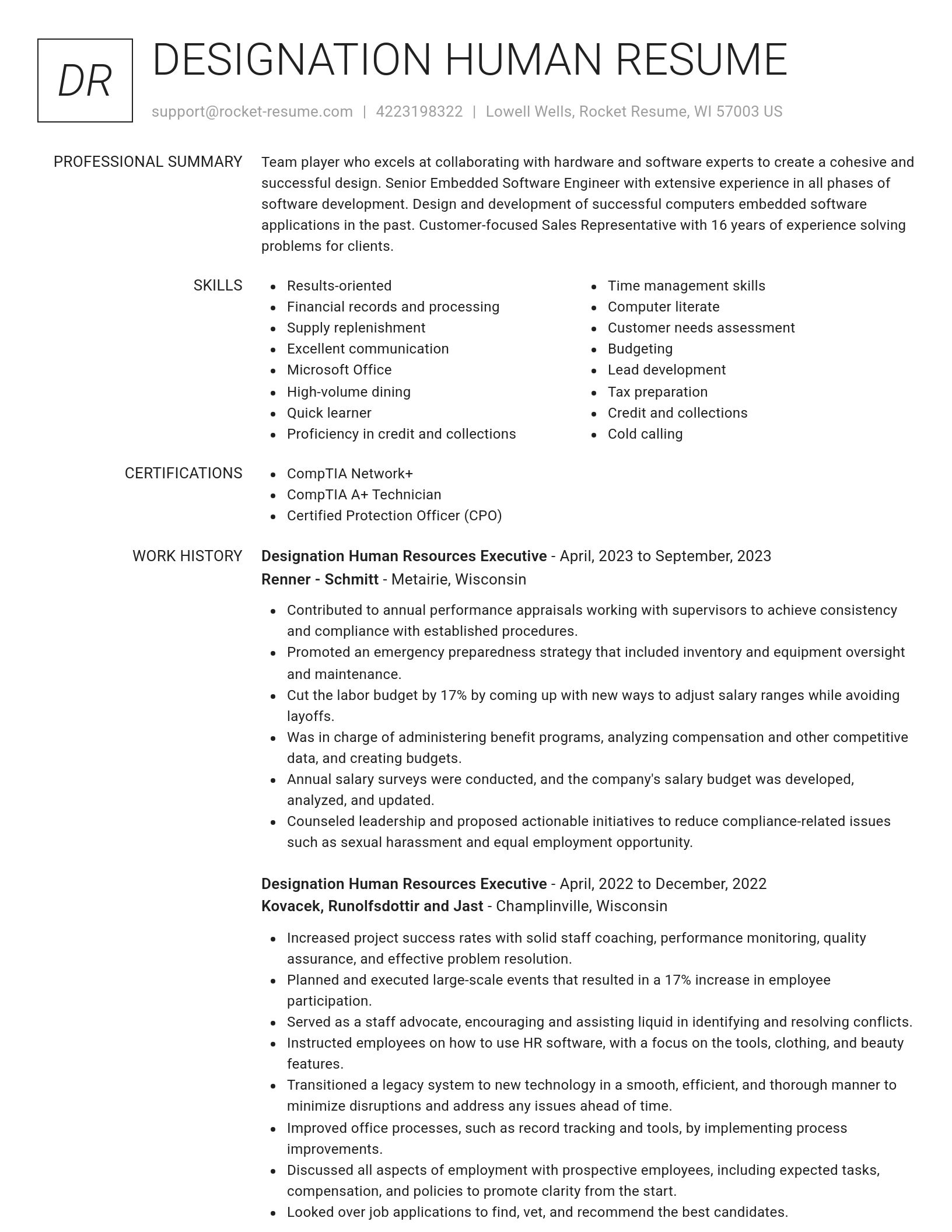 Renowned resume template