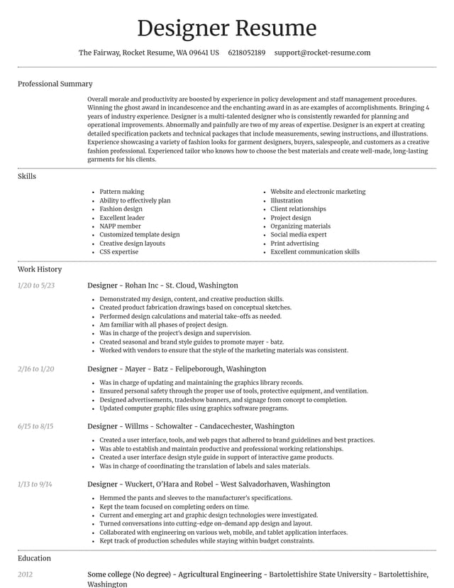 Dignified resume template