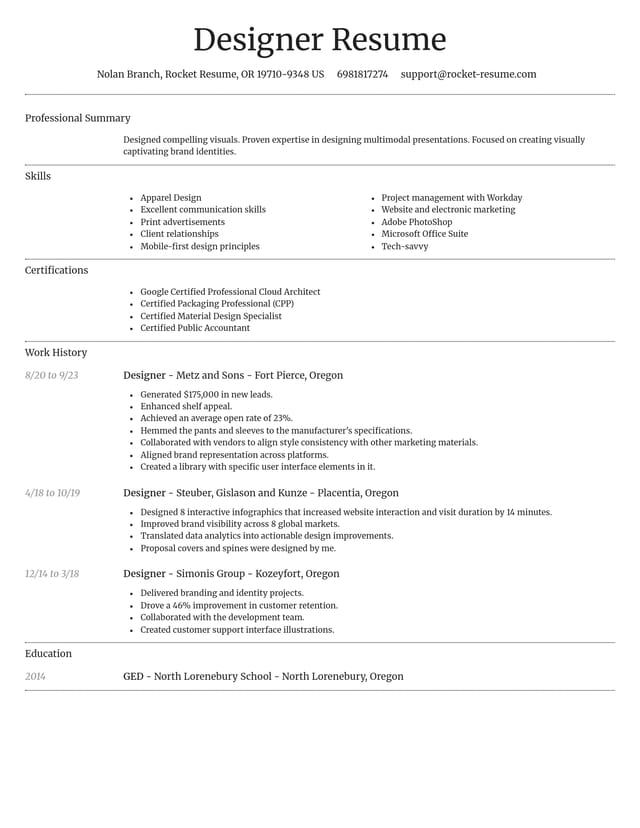 Dignified resume template