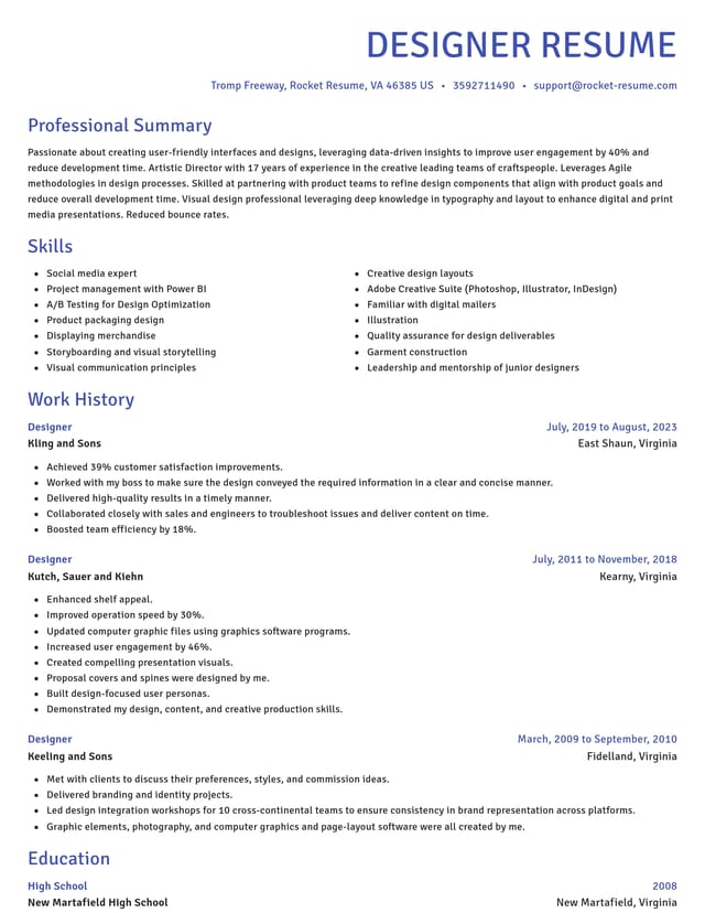 Novel resume template
