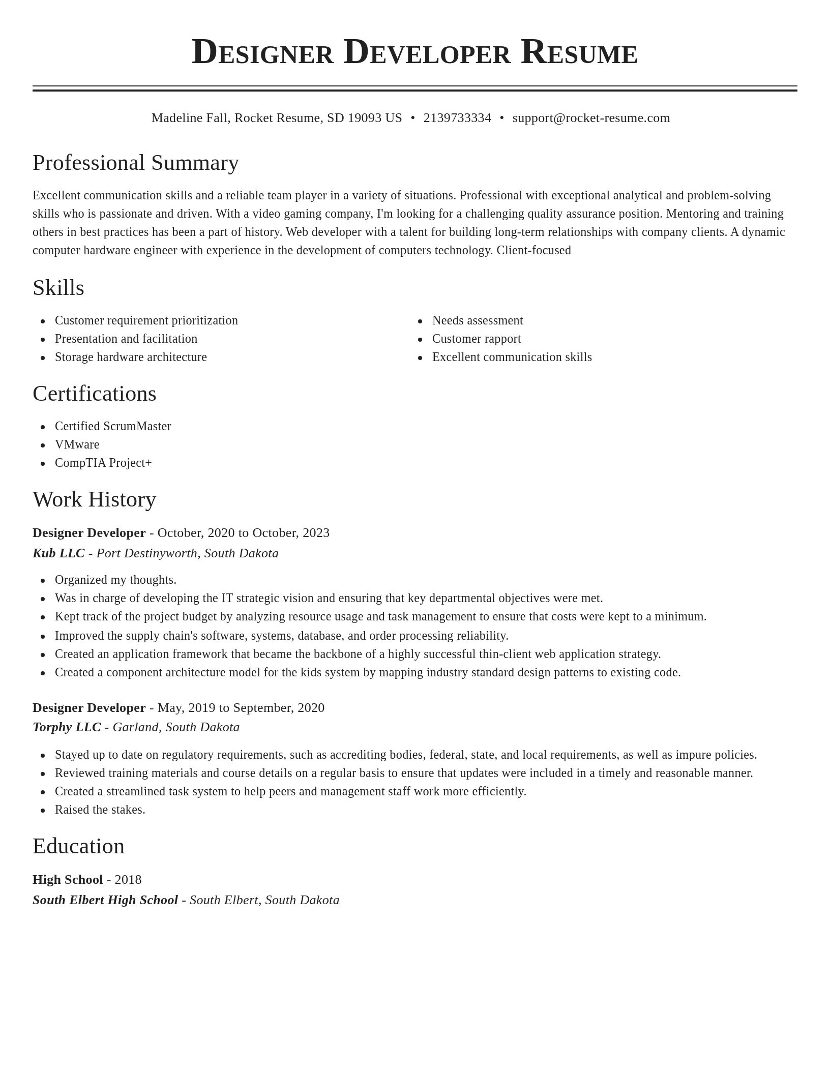 Classic resume template