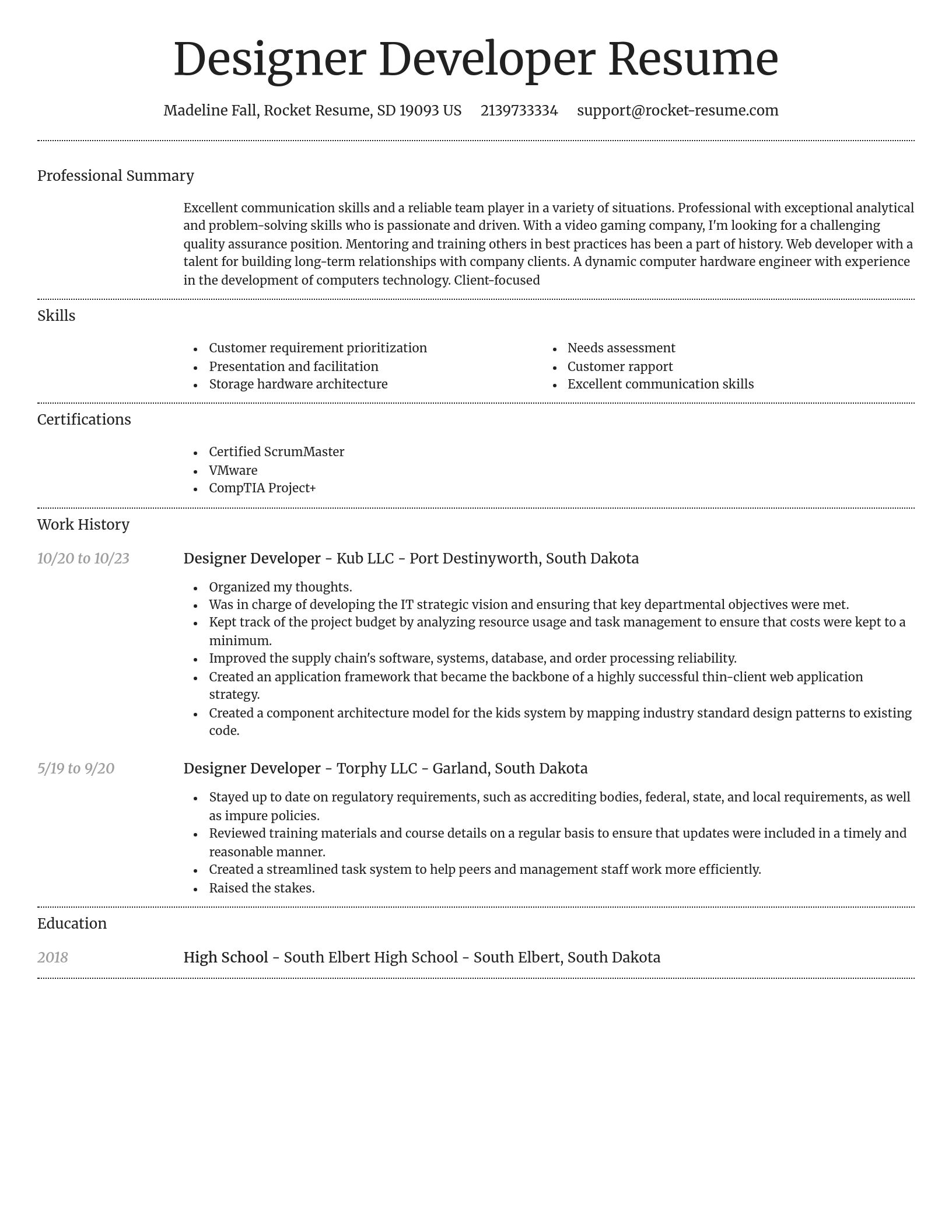 Dignified resume template