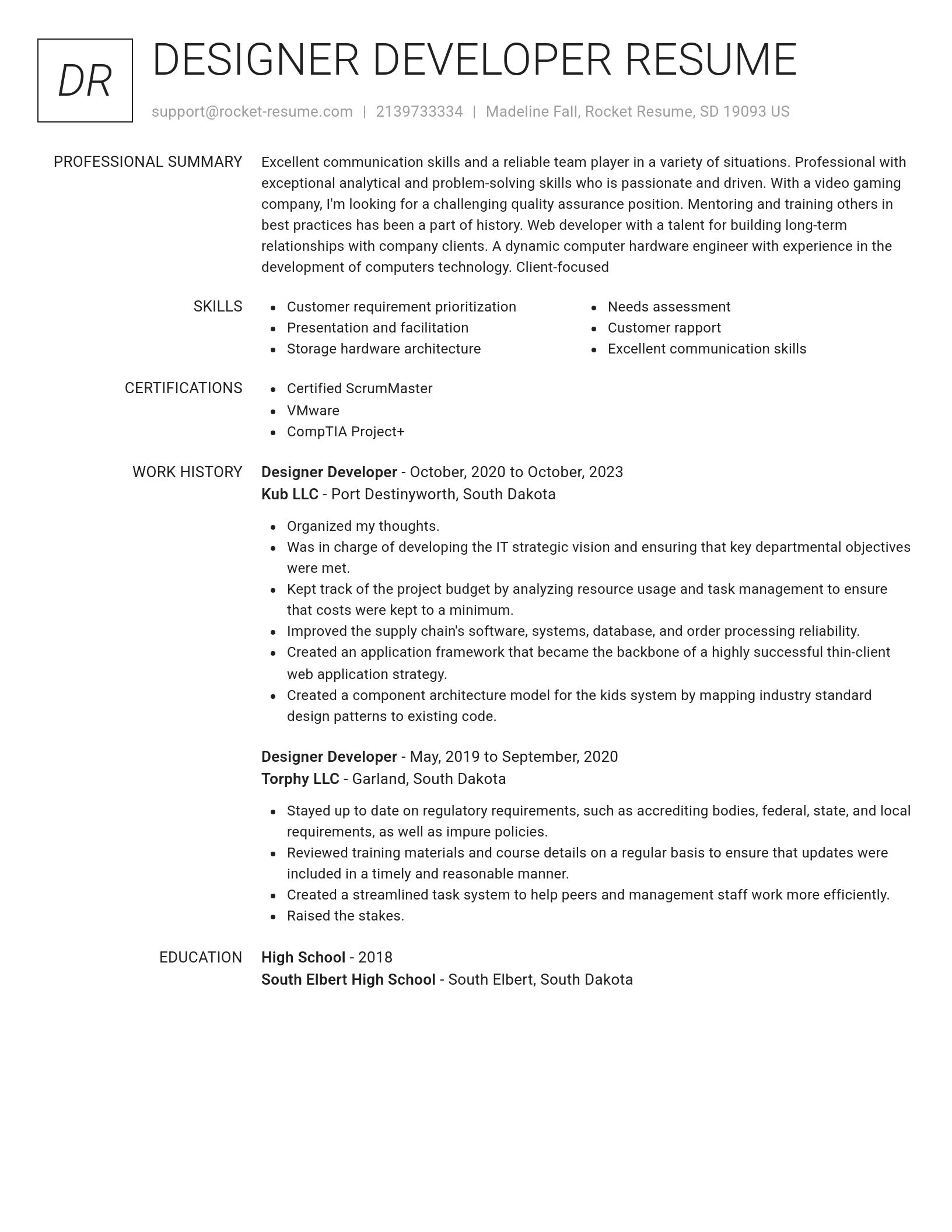 Renowned resume template